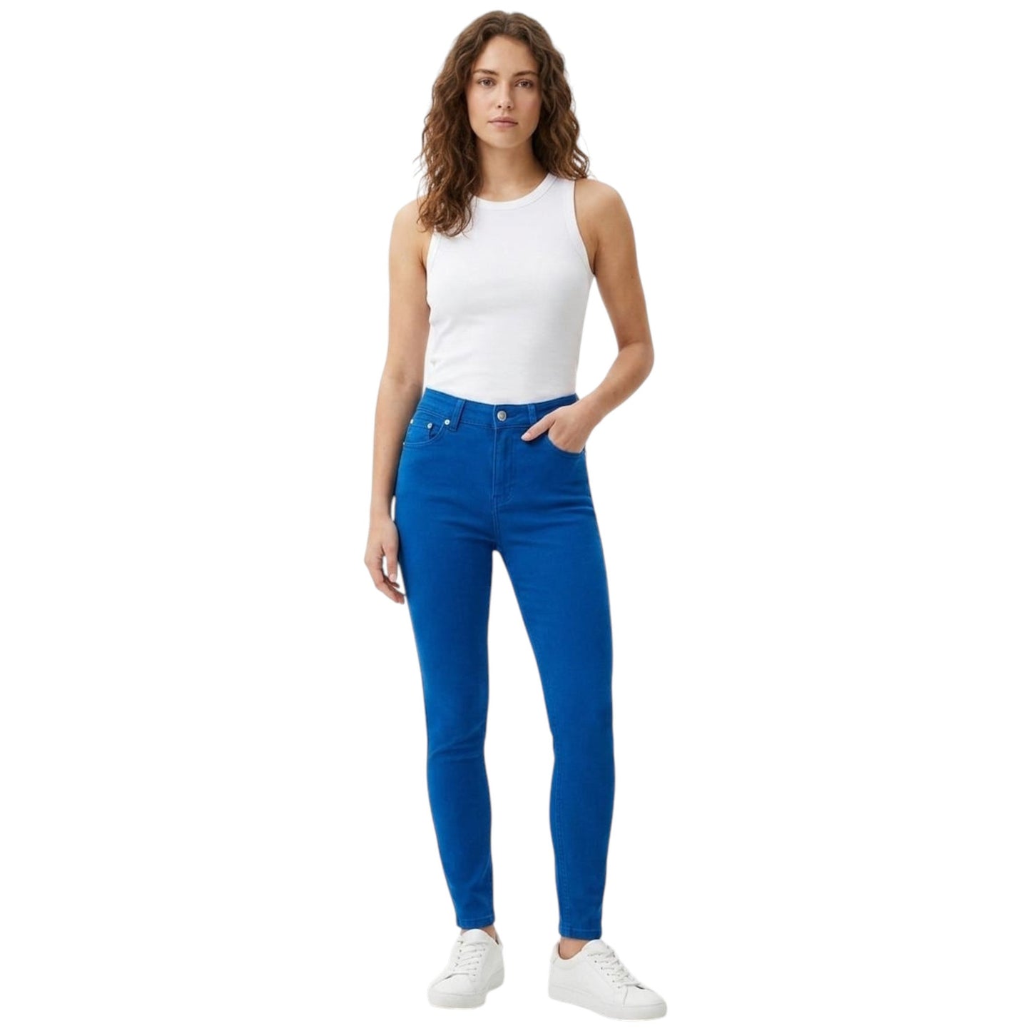 Women's Plain Solid Jeans,Blue