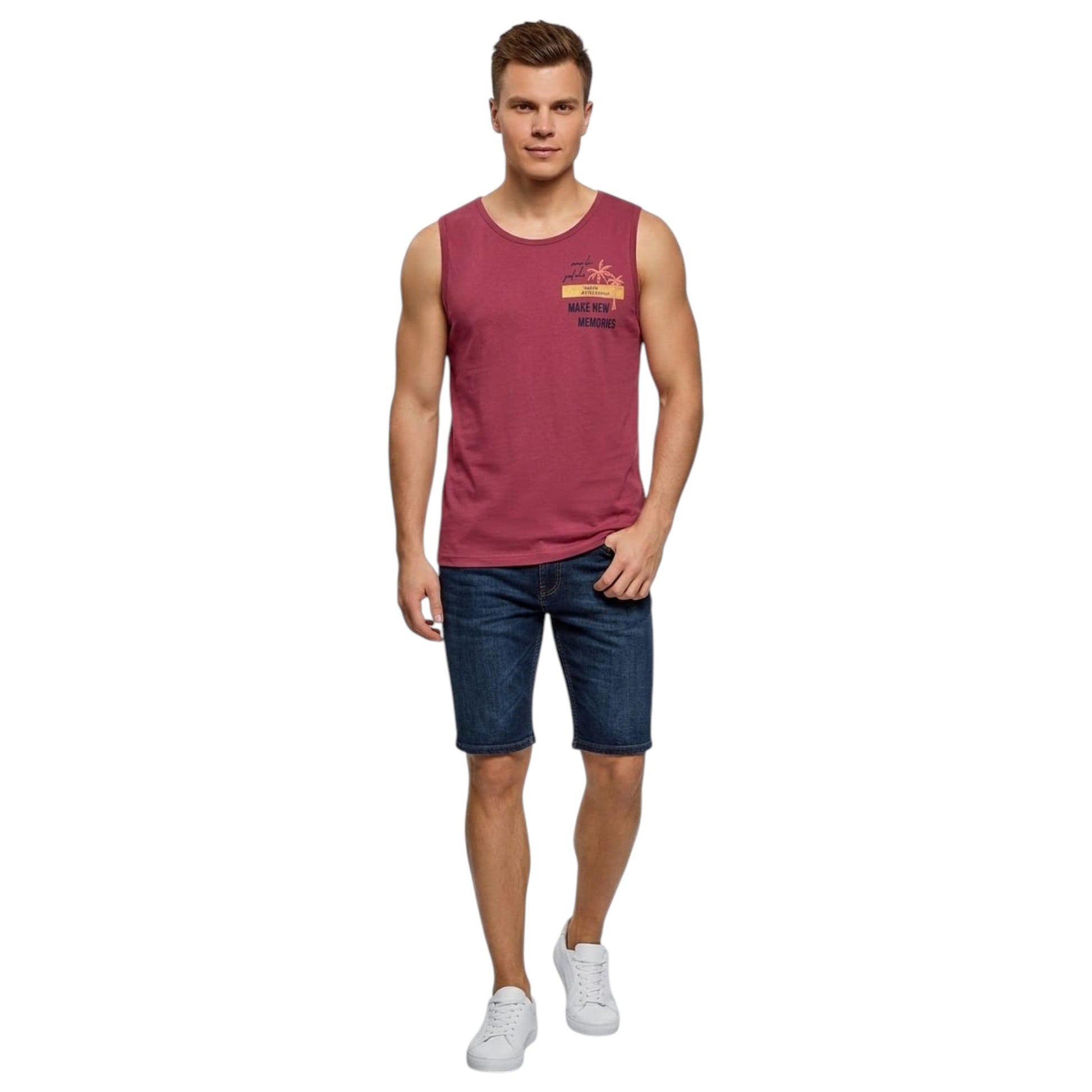 Men's Printed Top,Burgundy