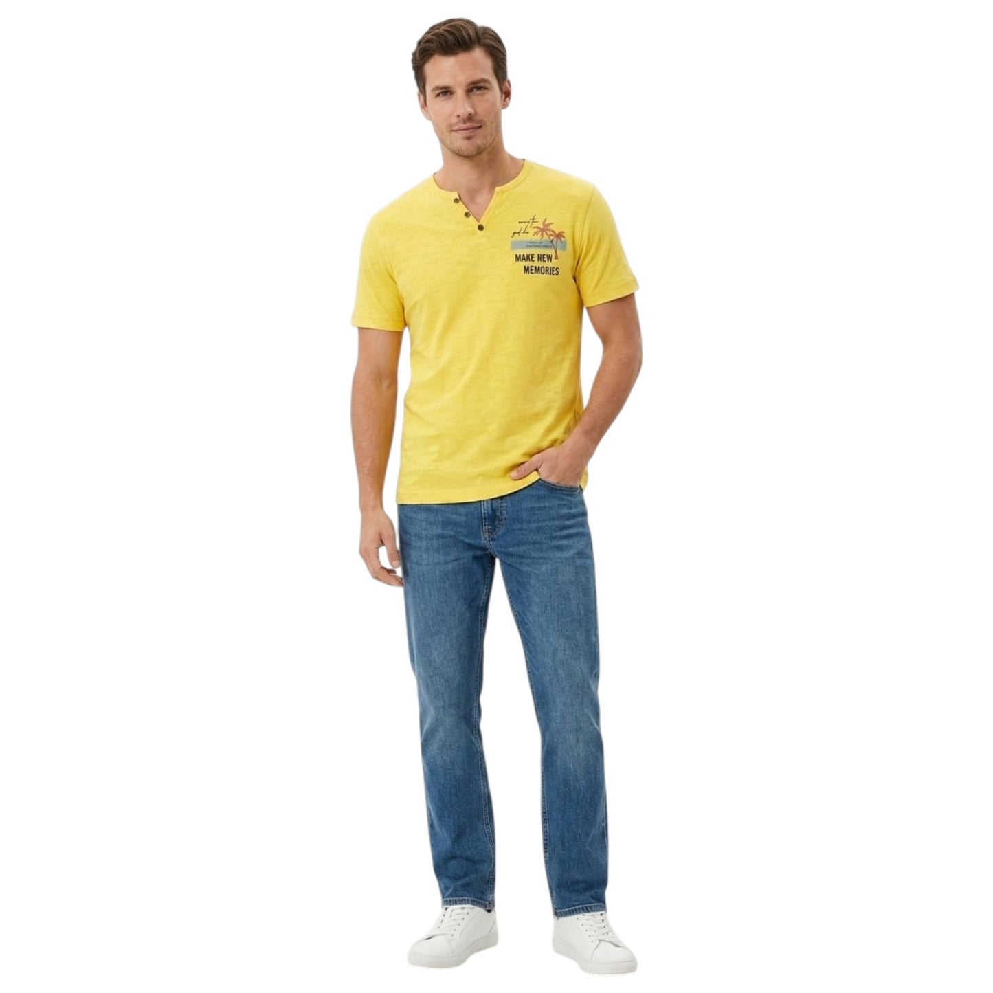 Men's Printed Top,Yellow