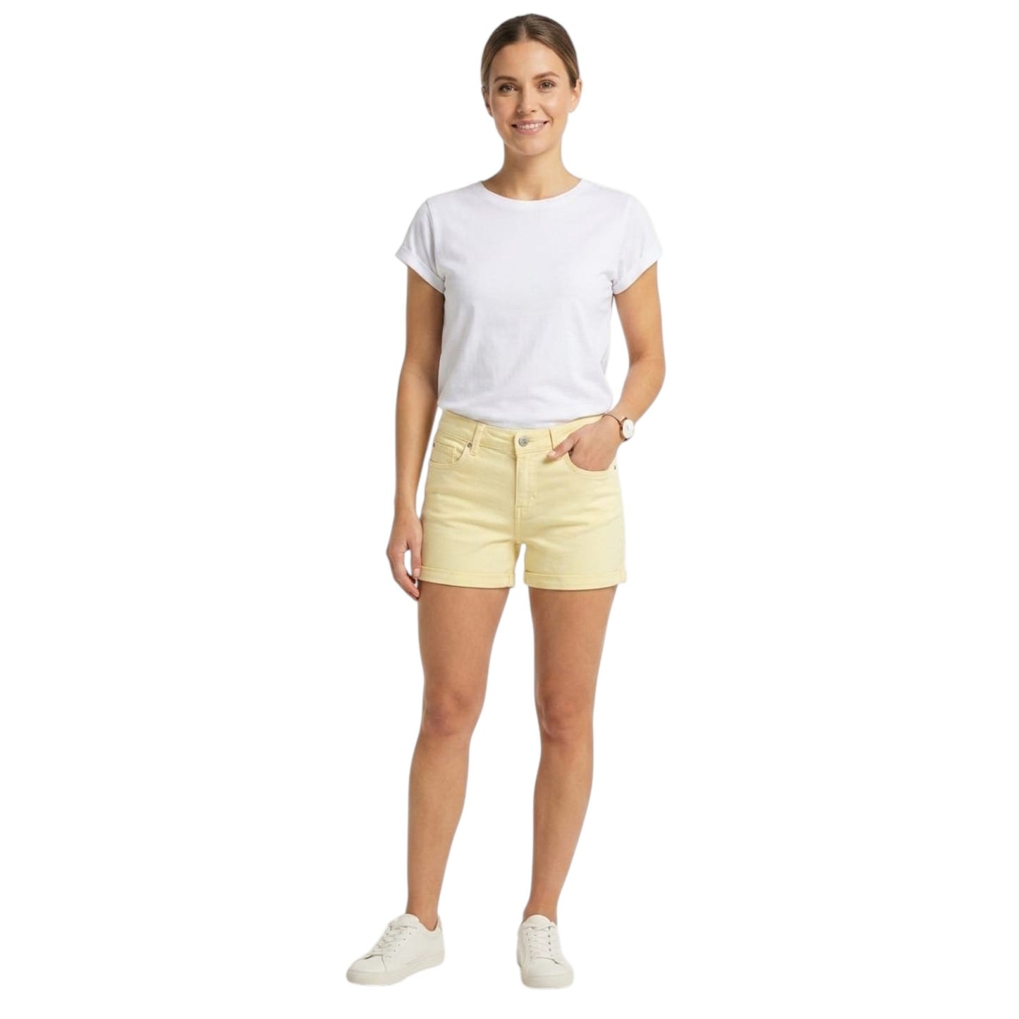Women's Plain Solid Short,Yellow