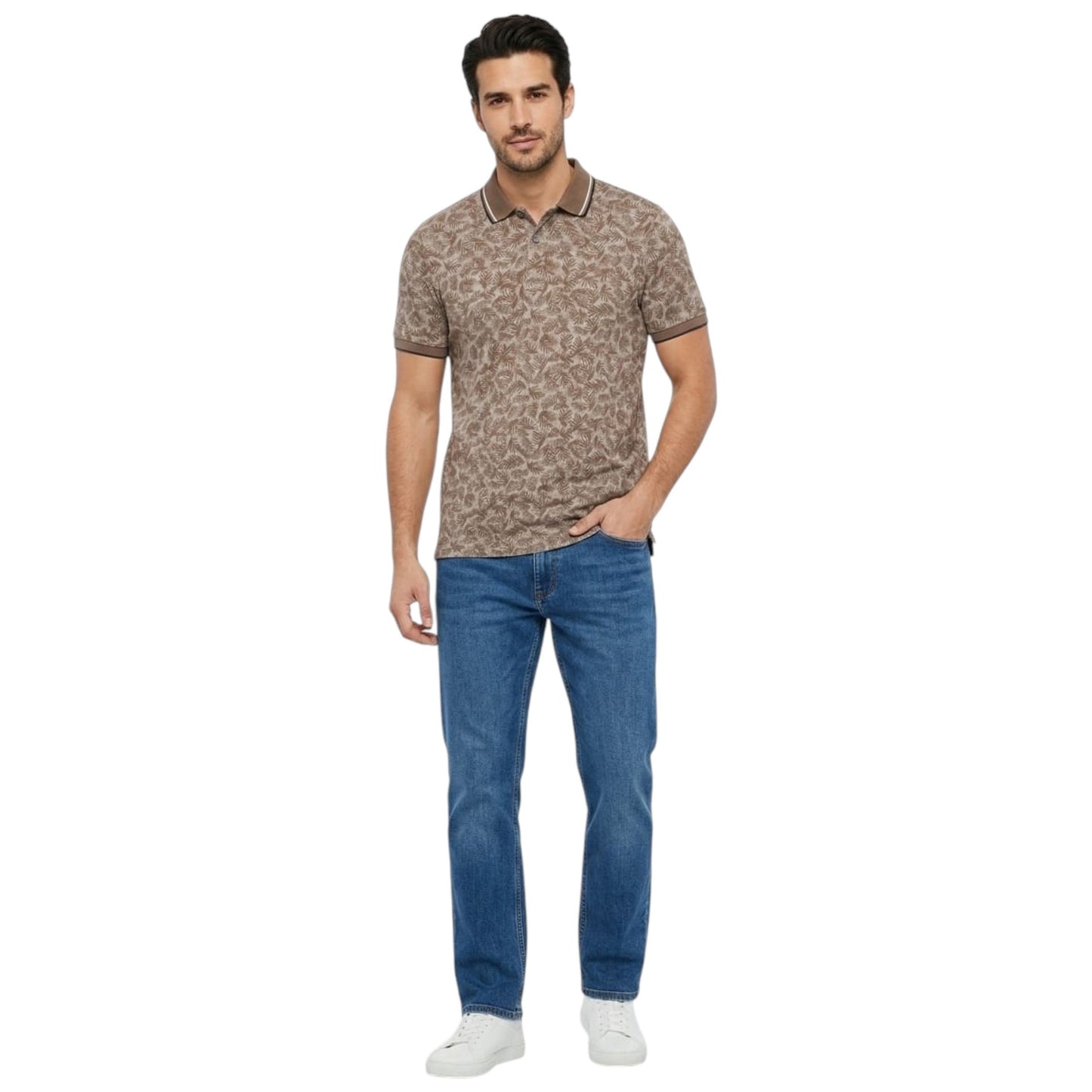 Men's Printed Top,Light Brown