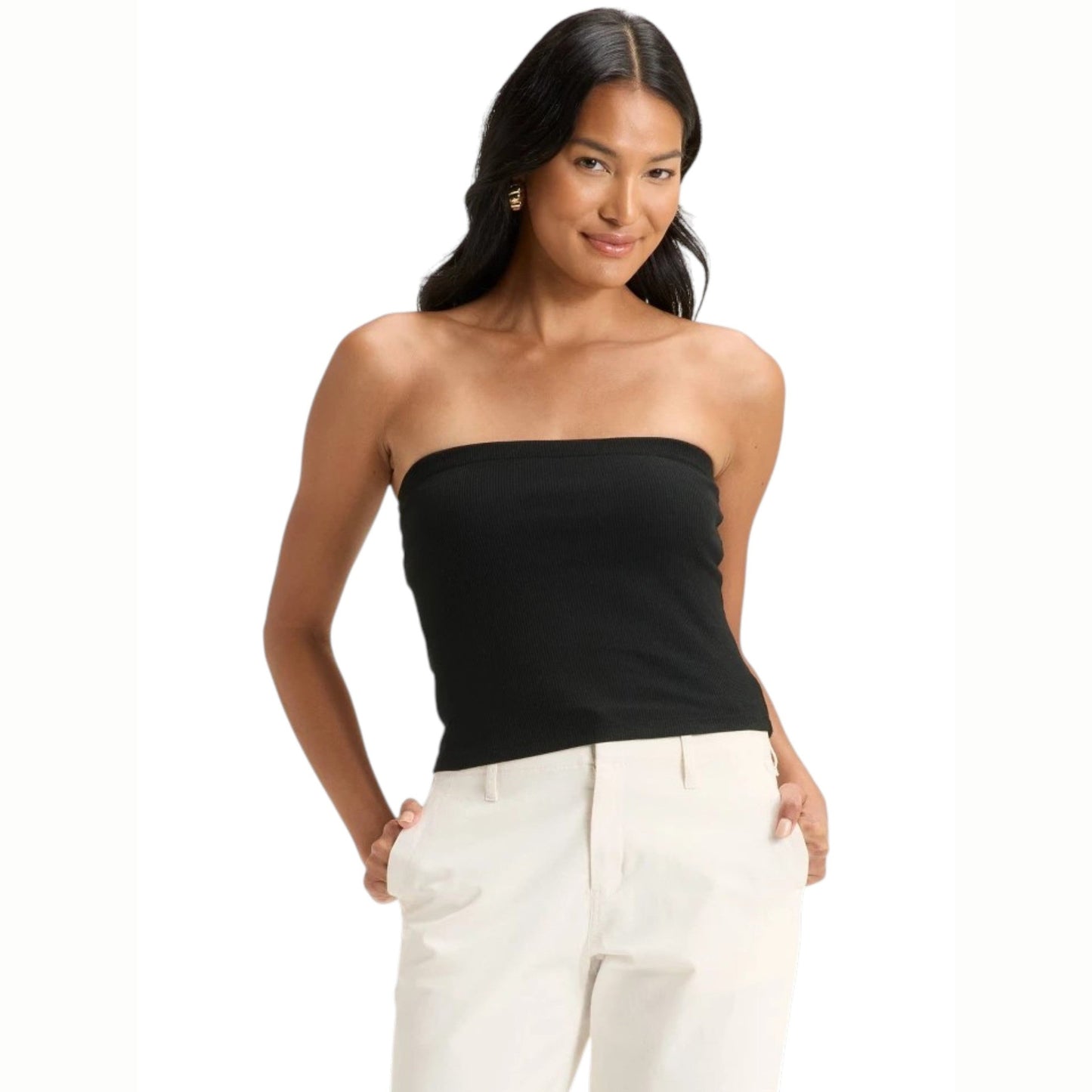Women's Ribbed Off Shoulders Top,Black