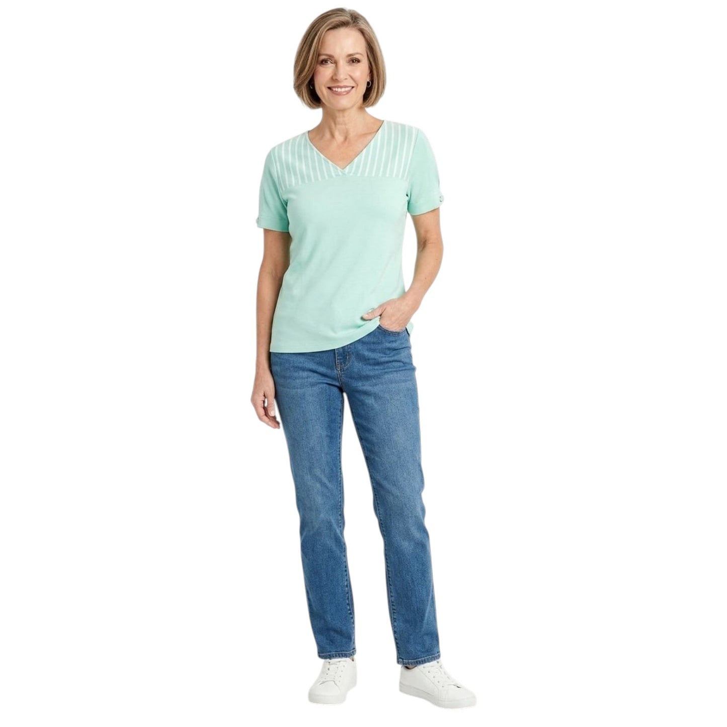 Women's Stripped Top,Mint