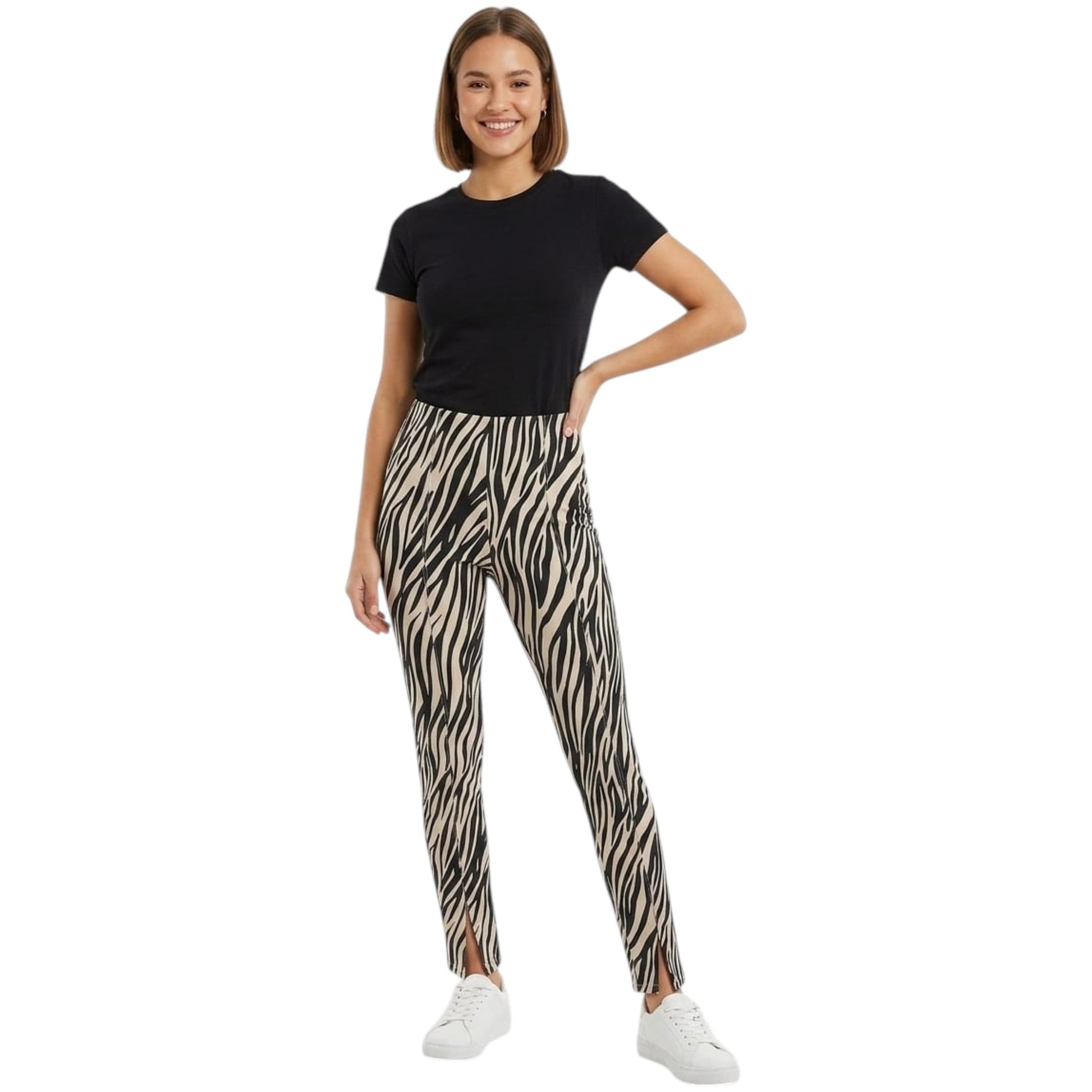Women's Printed Pant,Light Beige/Black