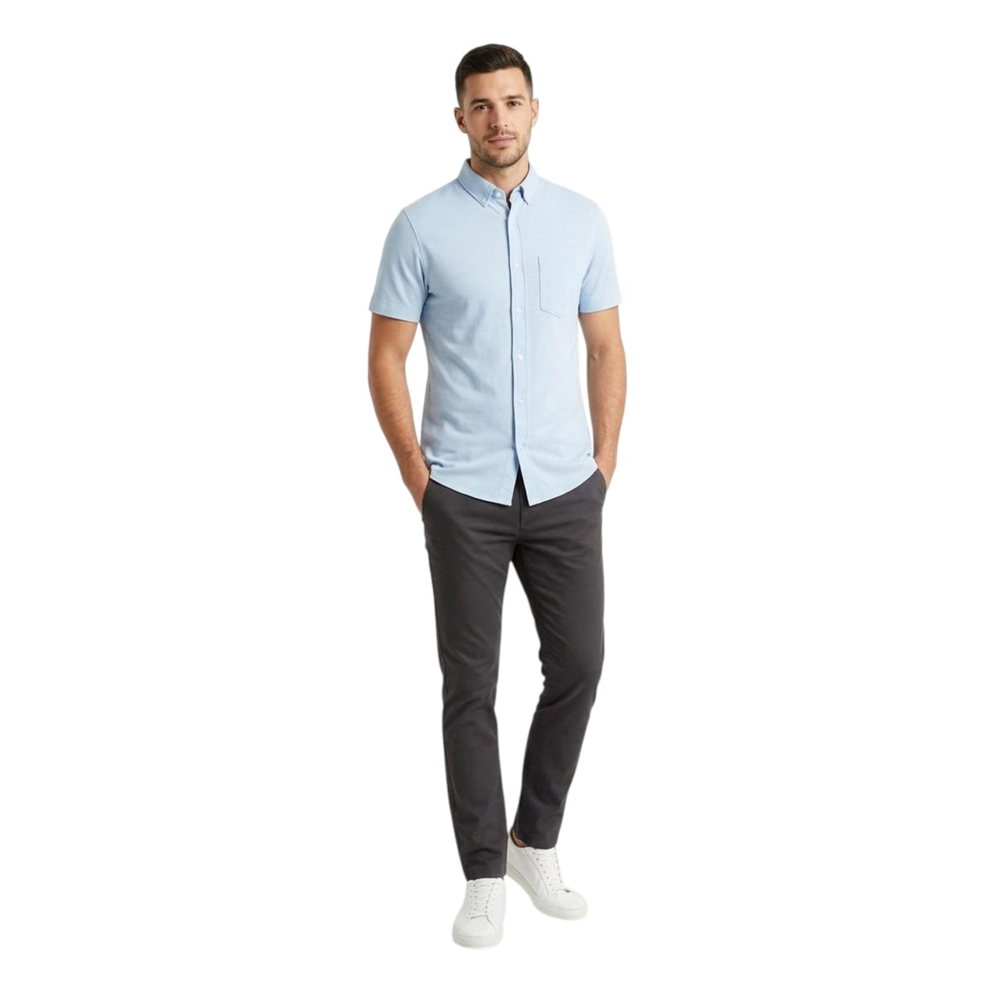 Men's Knitted Dress Shirt,Light Blue