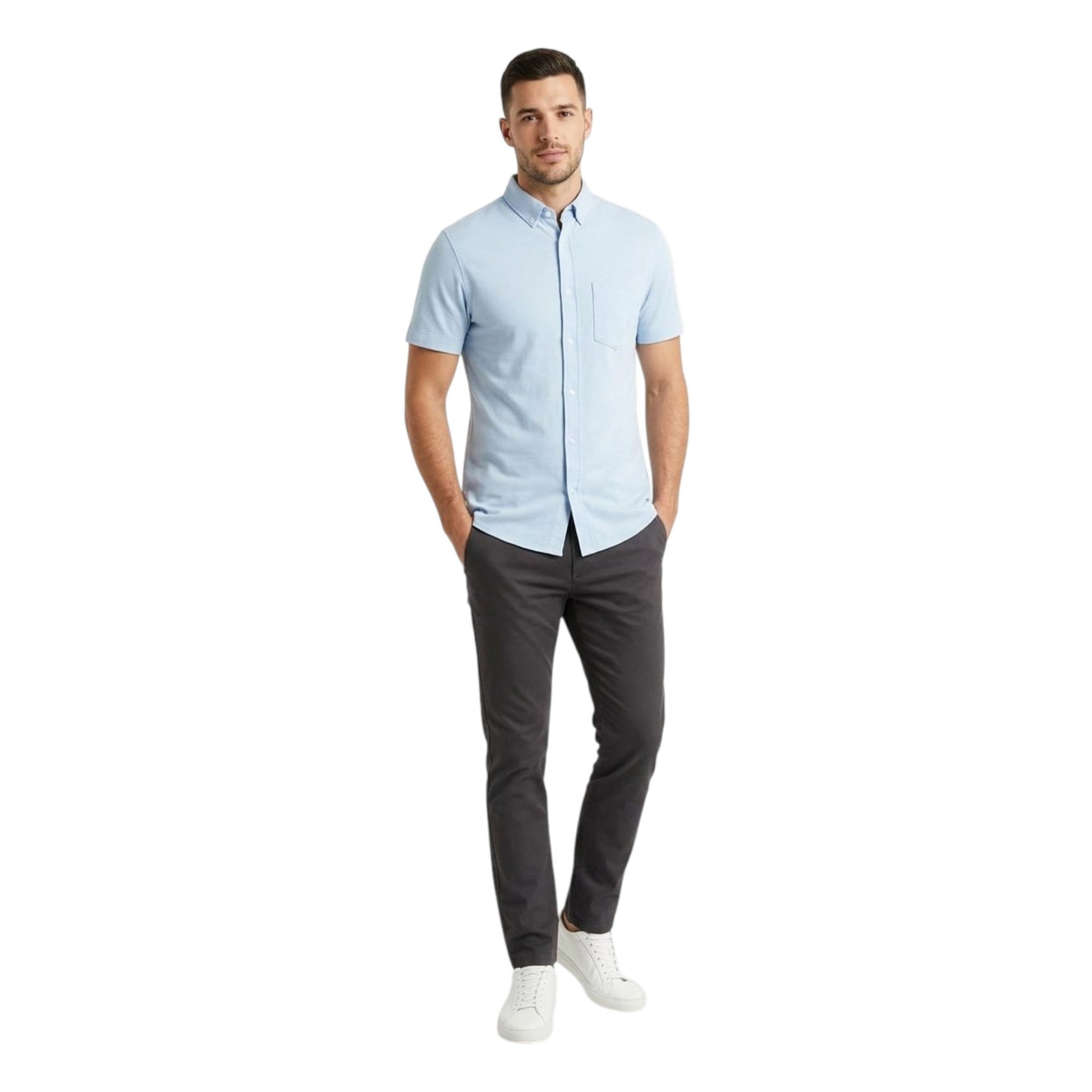Men's Knitted Dress Shirt,Light Blue
