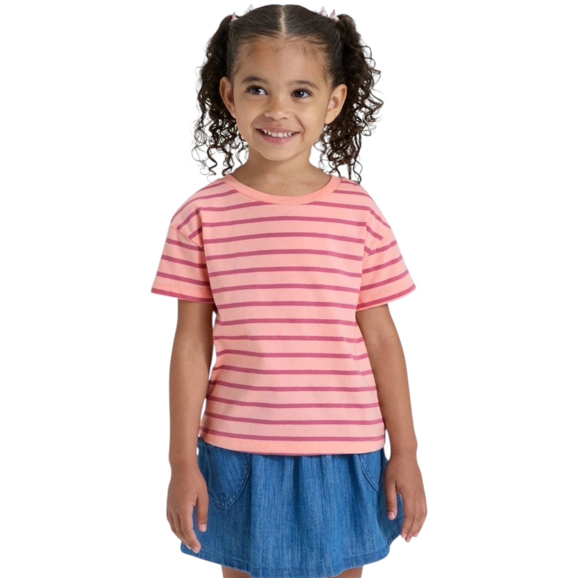Kids Girl's Stripped Top,Light Apricot