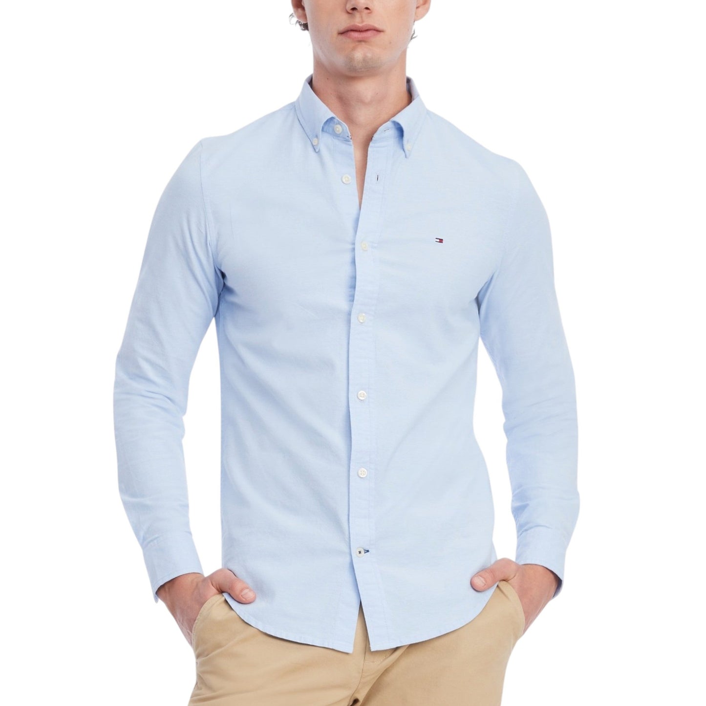 Men's Plain Solid Dress Shirt,Light Blue