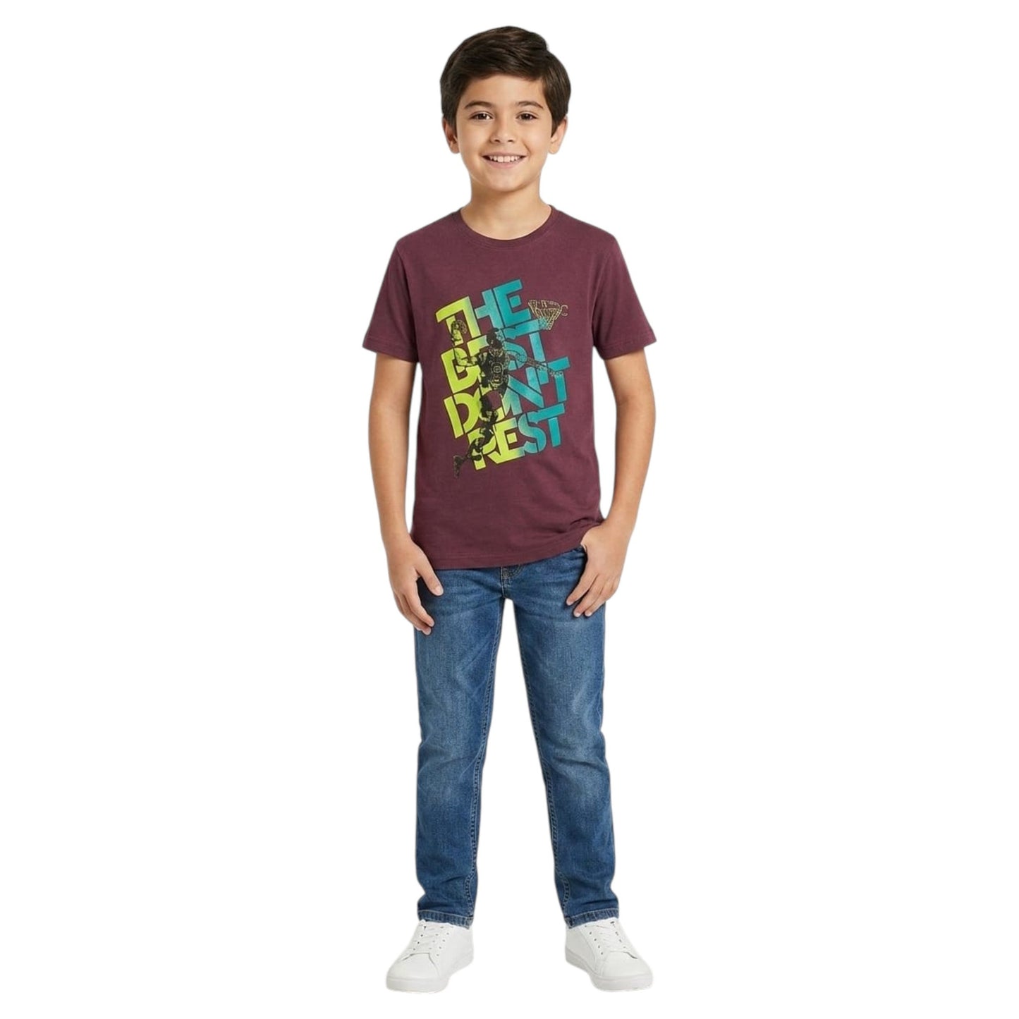 Kids Boy's Printed Top,Burgundy