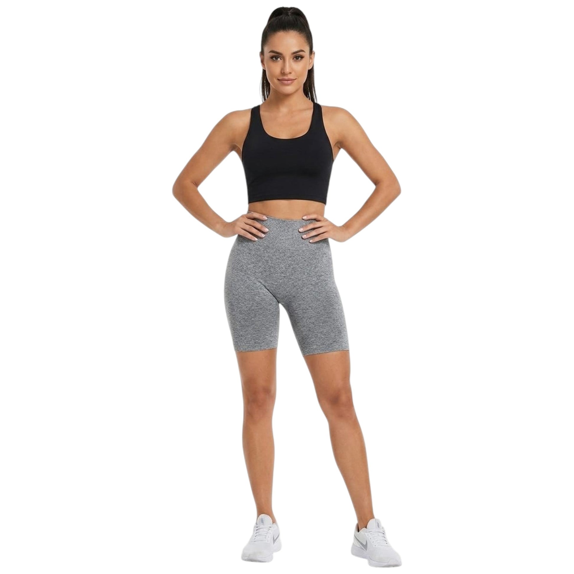 Women's Plain Solid Short Legging,Grey