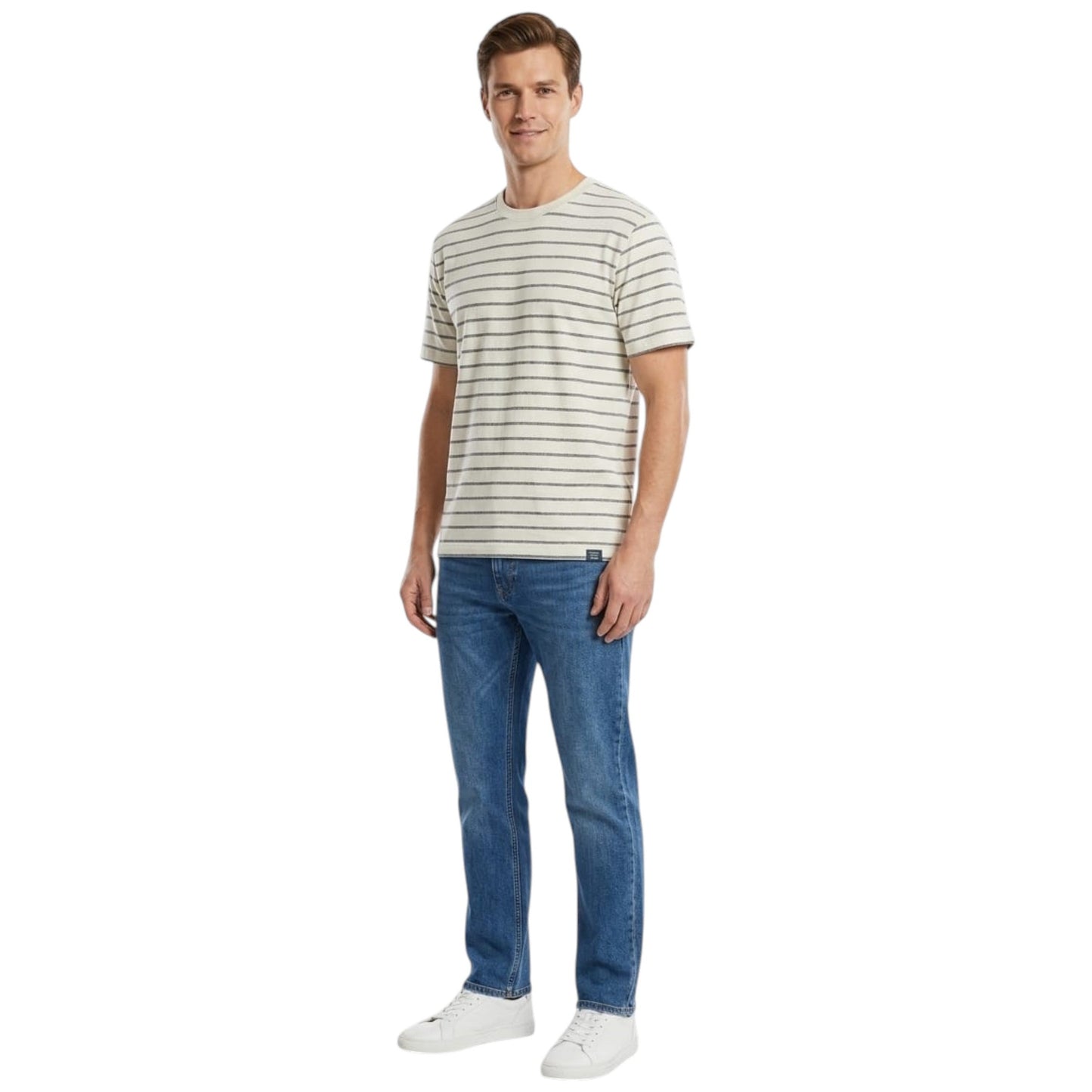 Men's Striped Top,Beige