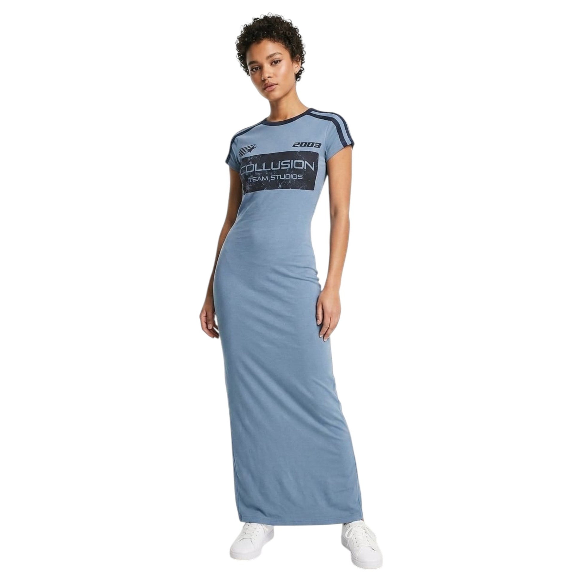 Women's Printed Dress,Dusty Blue