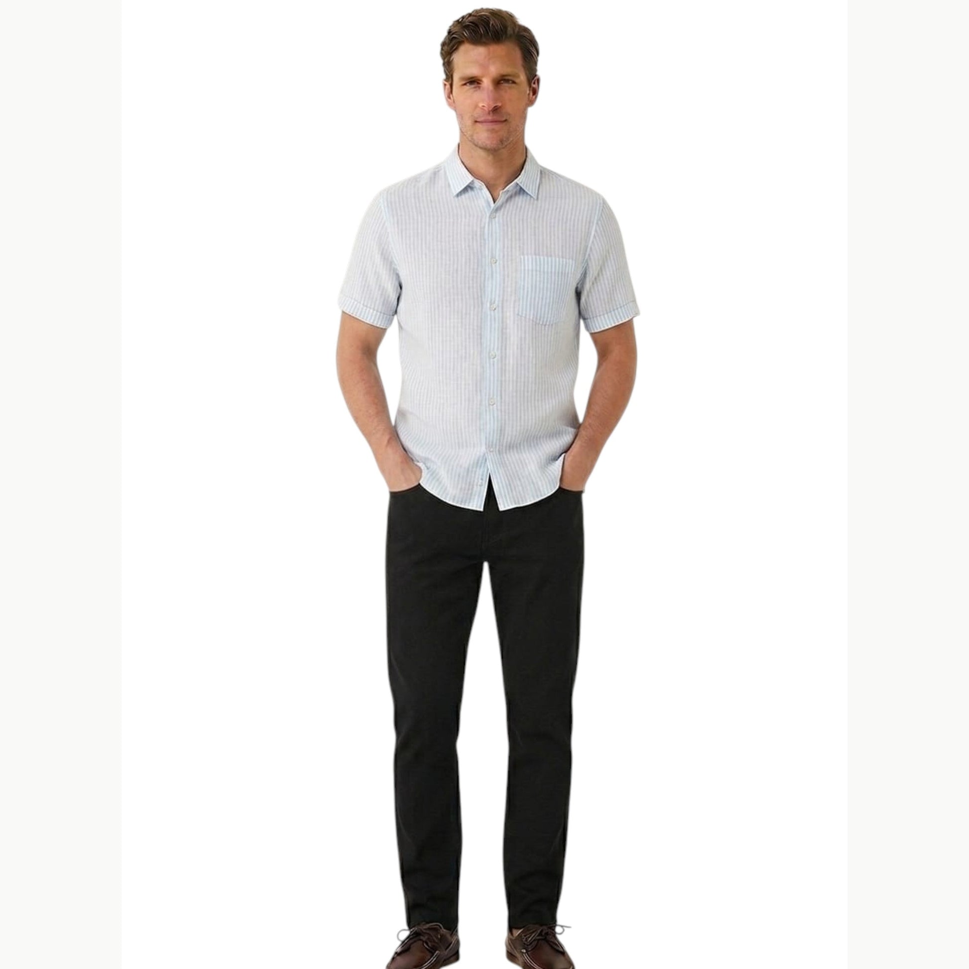 Men's Striped Dress Shirt,Light Blue/White