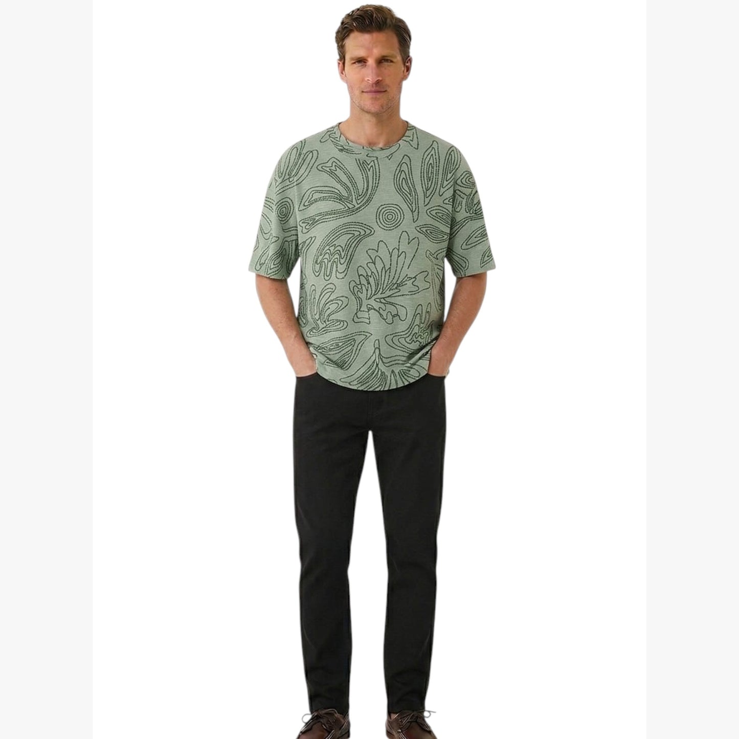 Men's Printed Top,Light Olive