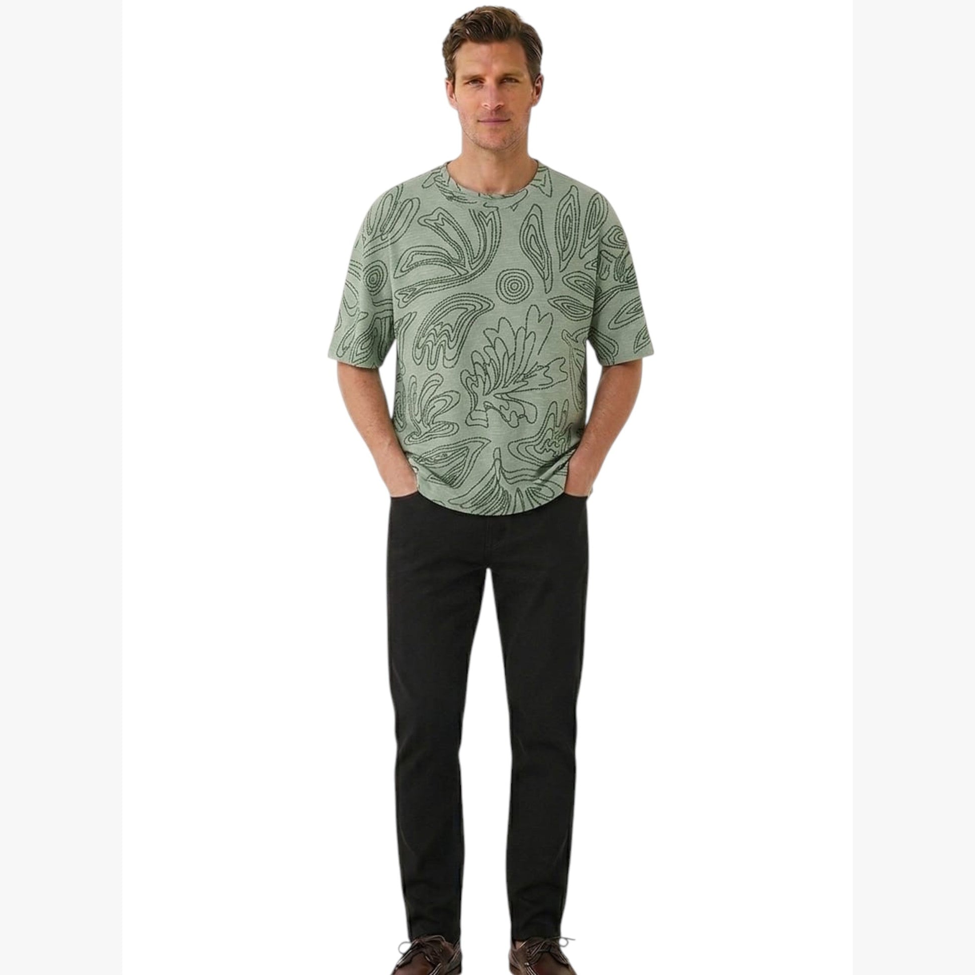 Men's Printed Top,Light Olive