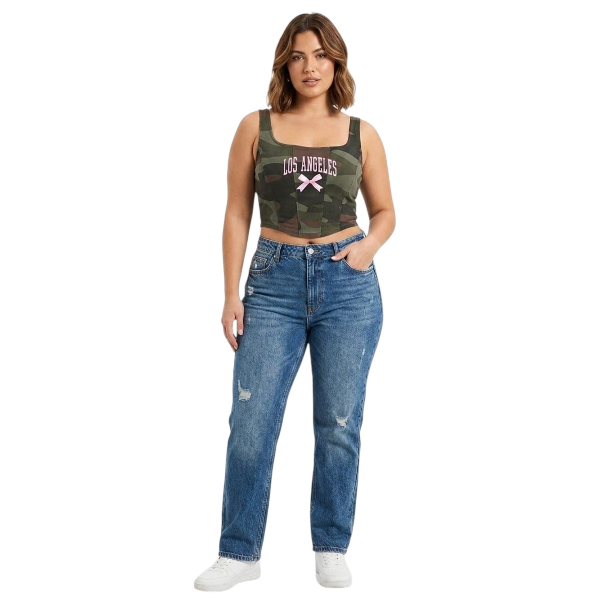 Women's Camo Printed Crop Top,Multi