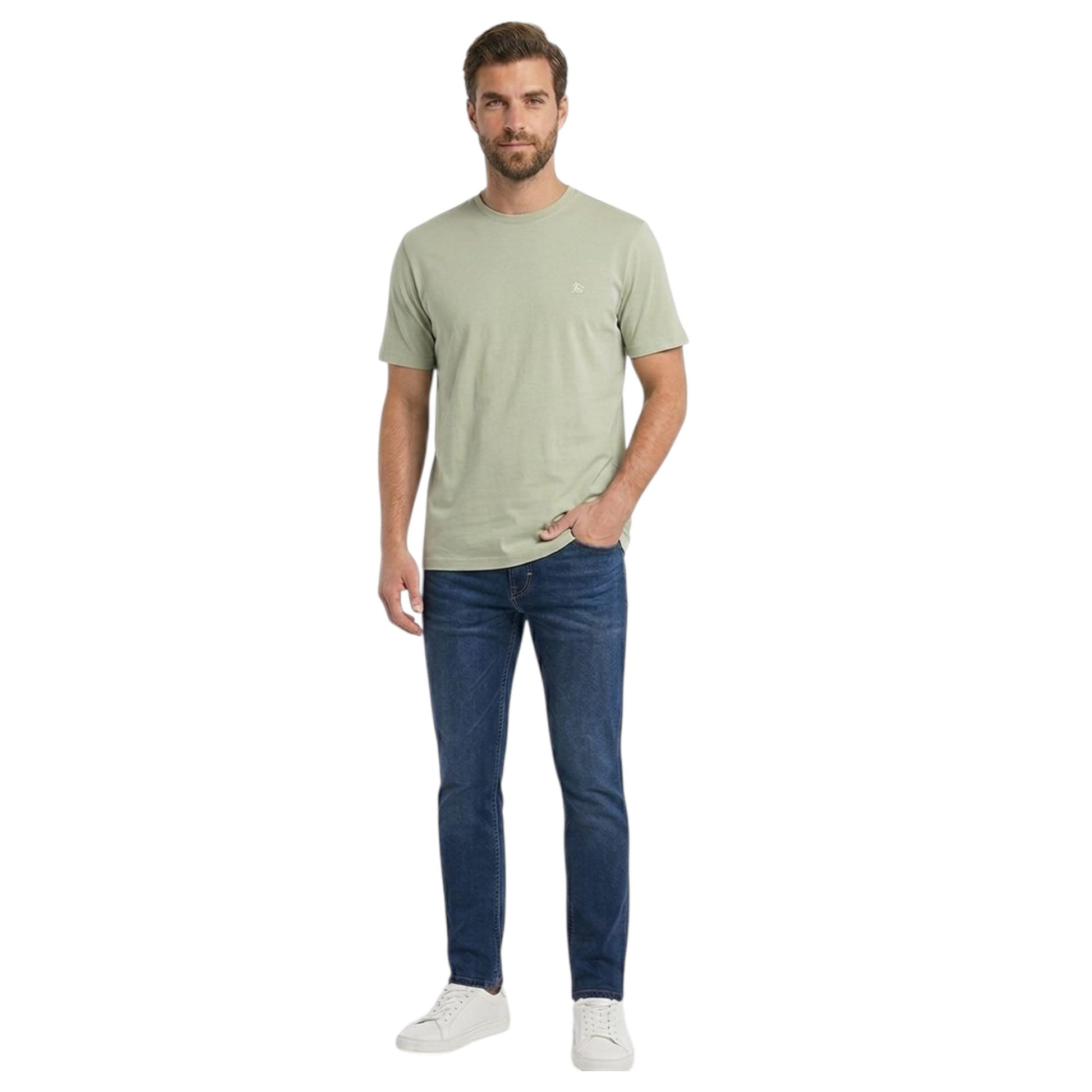 Men's Plain Solid Top,Light Olive