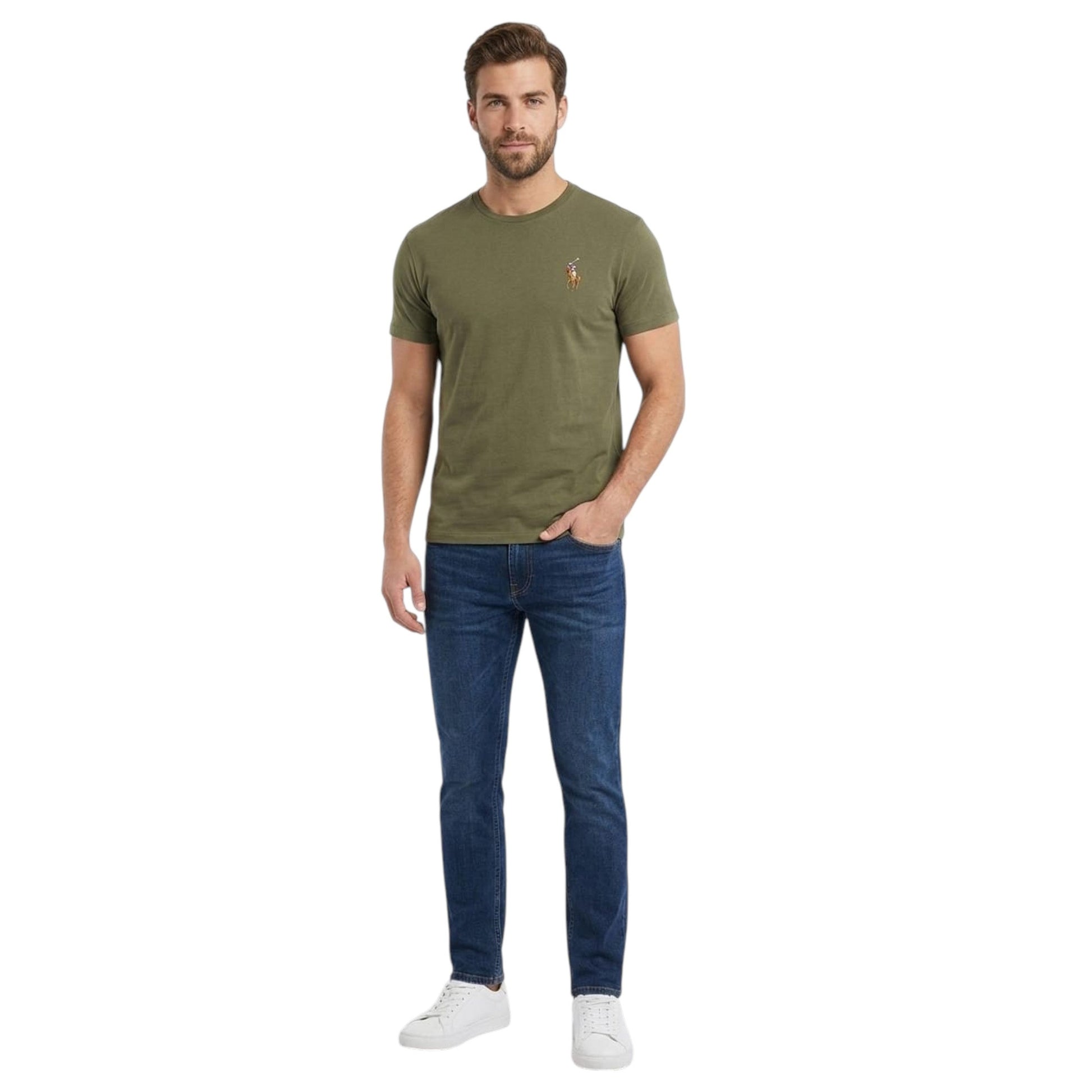Men's Plain Solid Top,Olive