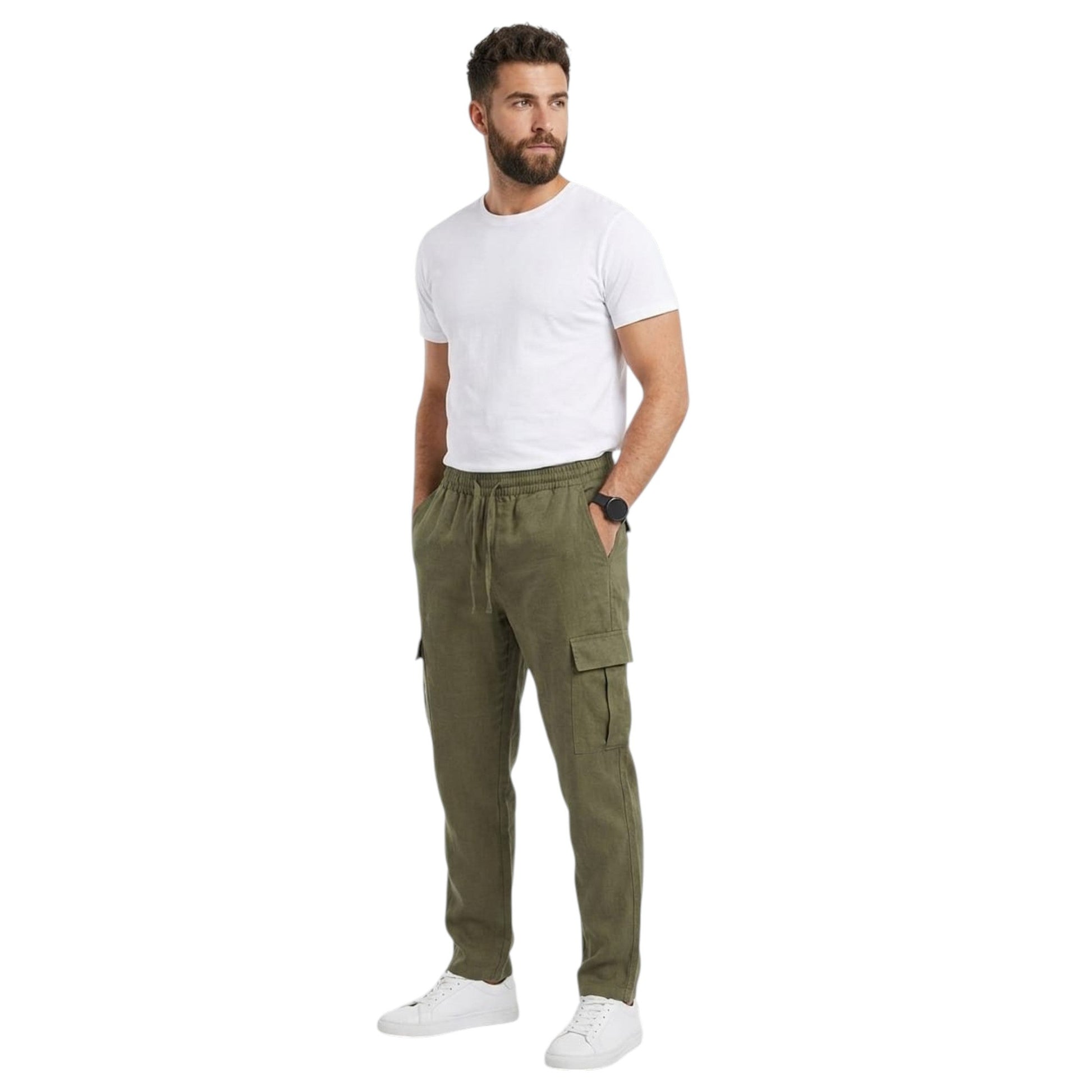 Men's Plain Solid Cargo Pant,Olive
