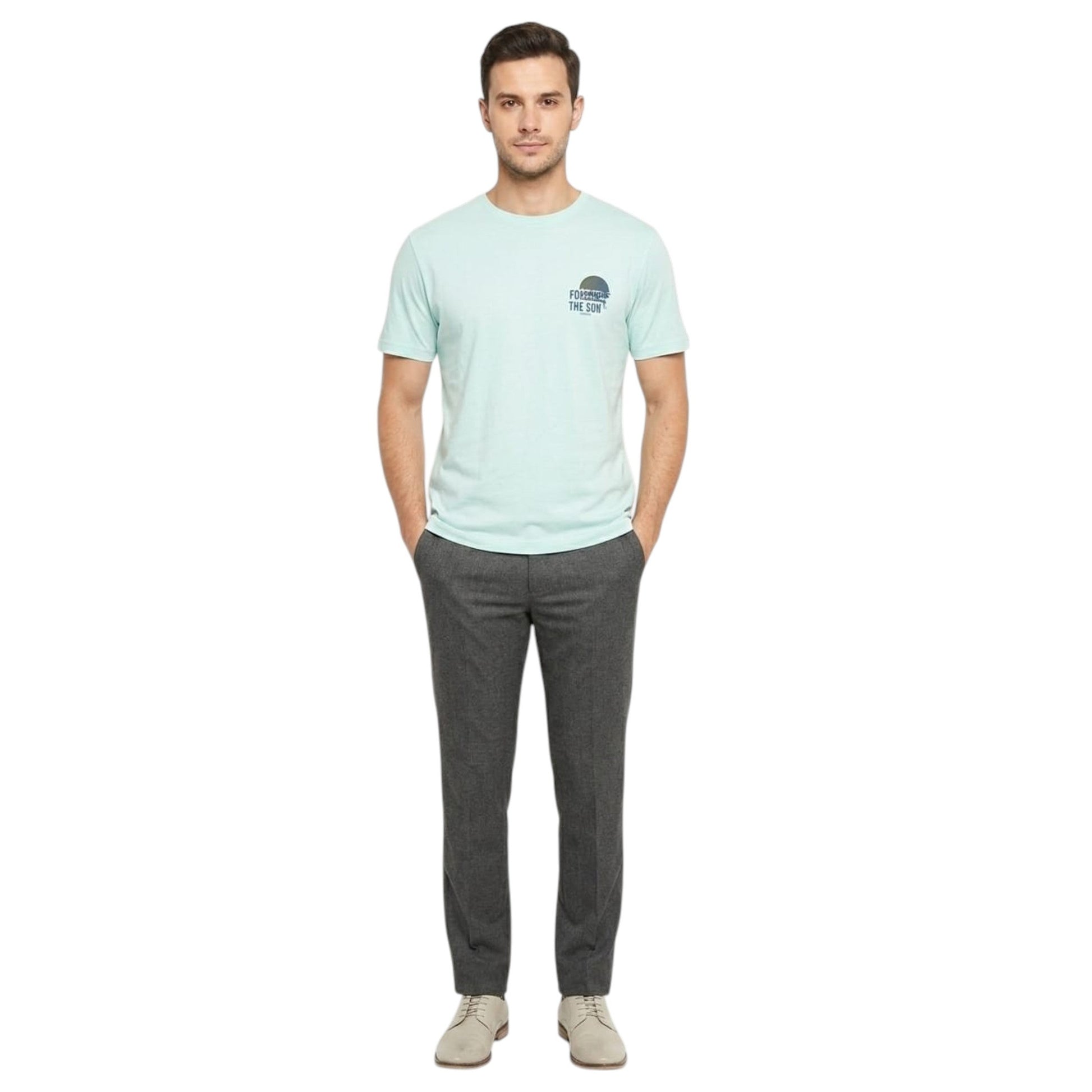 Men's Printed Top,Light Turquoise