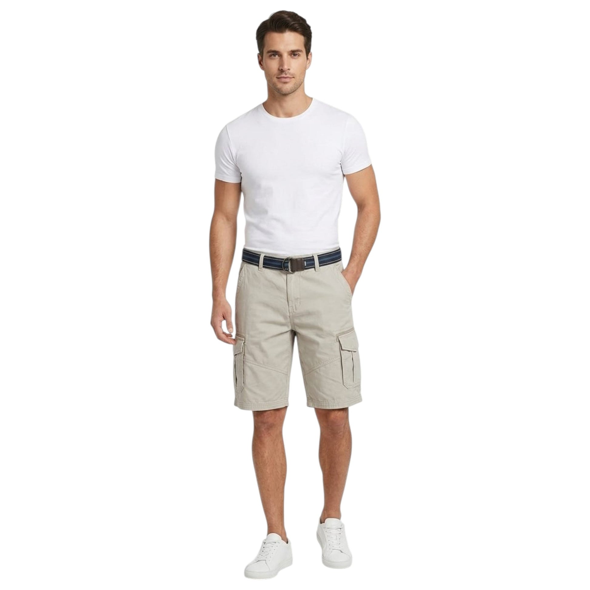 Men's Plain Short&Belt,Beige