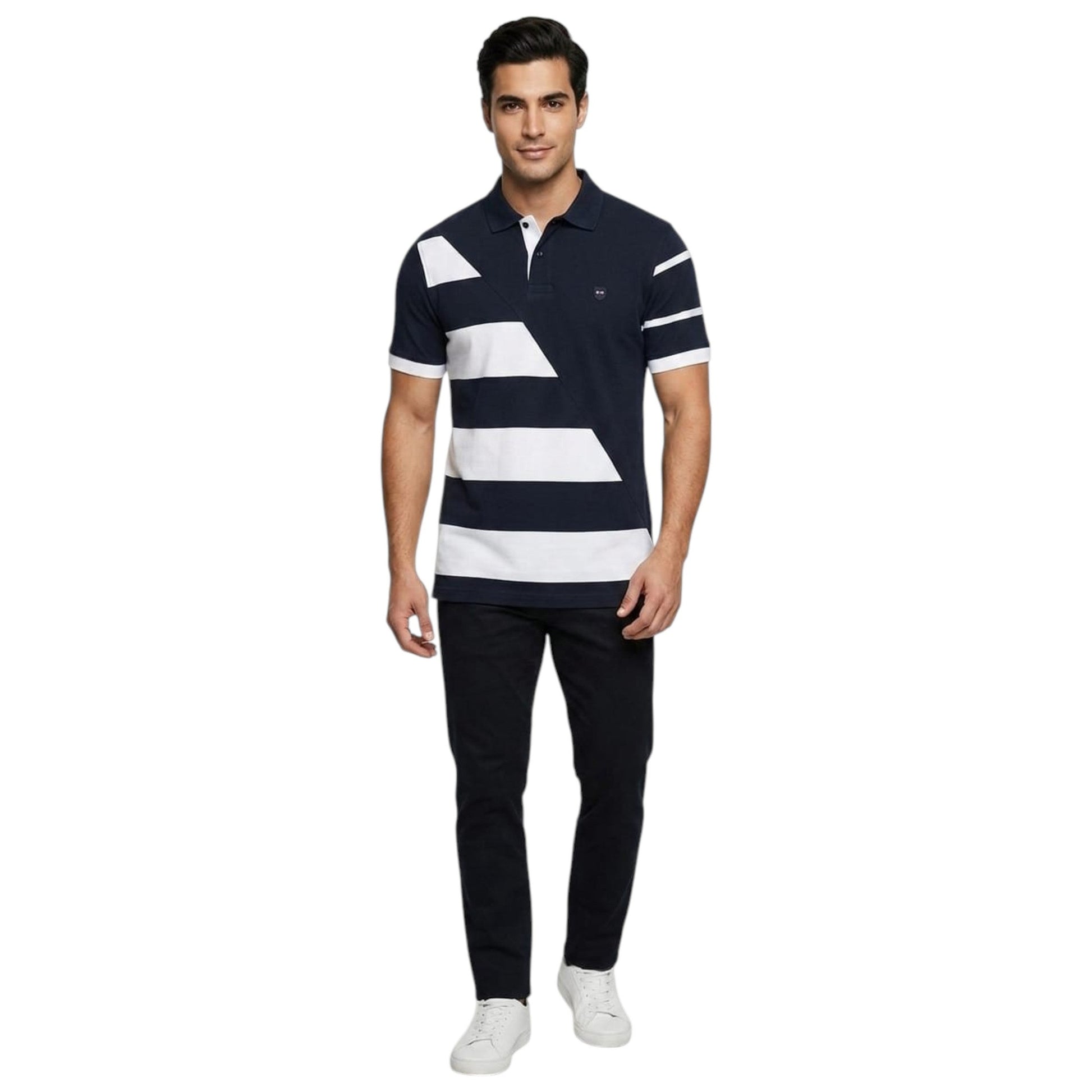 Men's Stripped Textured Top,Navy