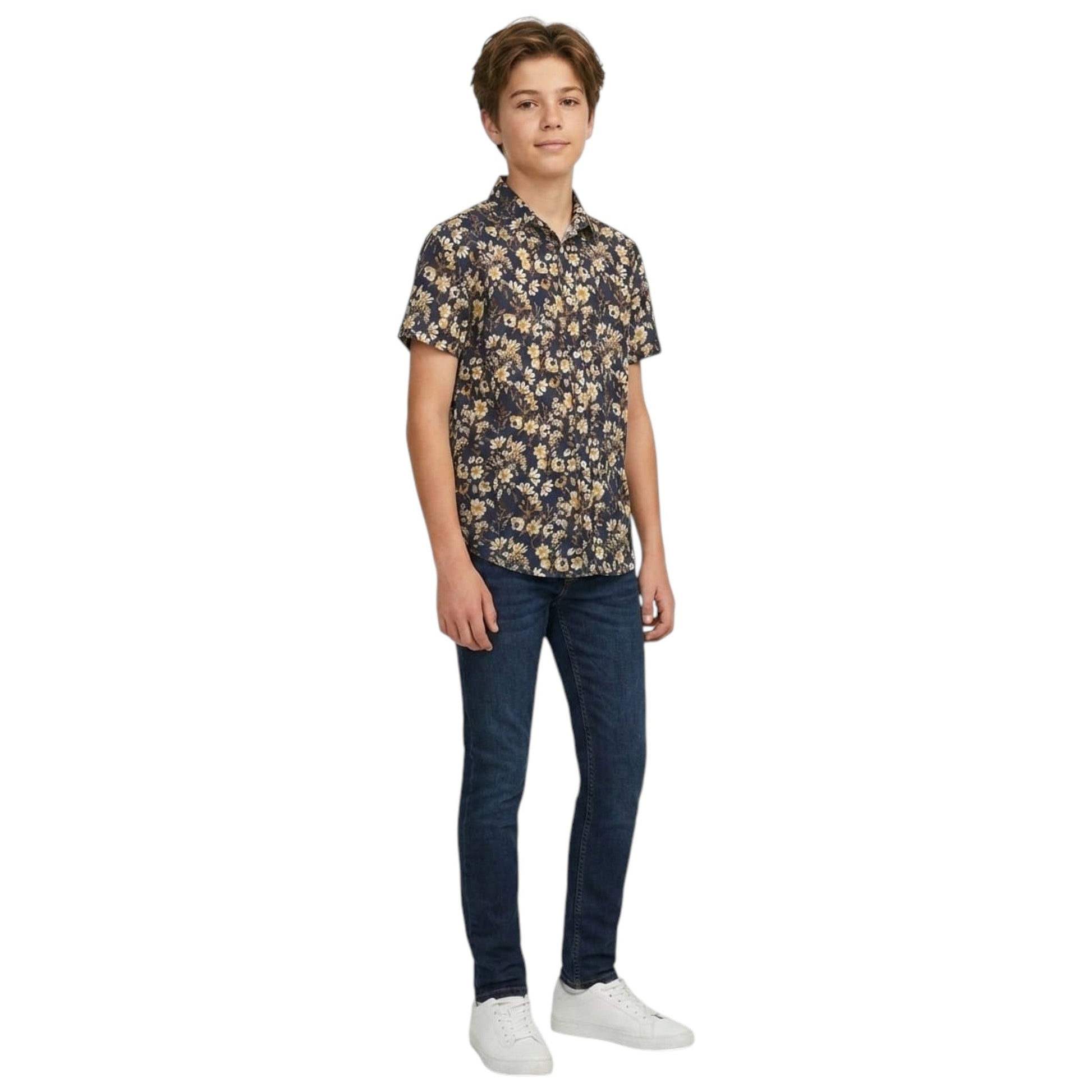 Kids Boy's Printed Dress Shirt,Black