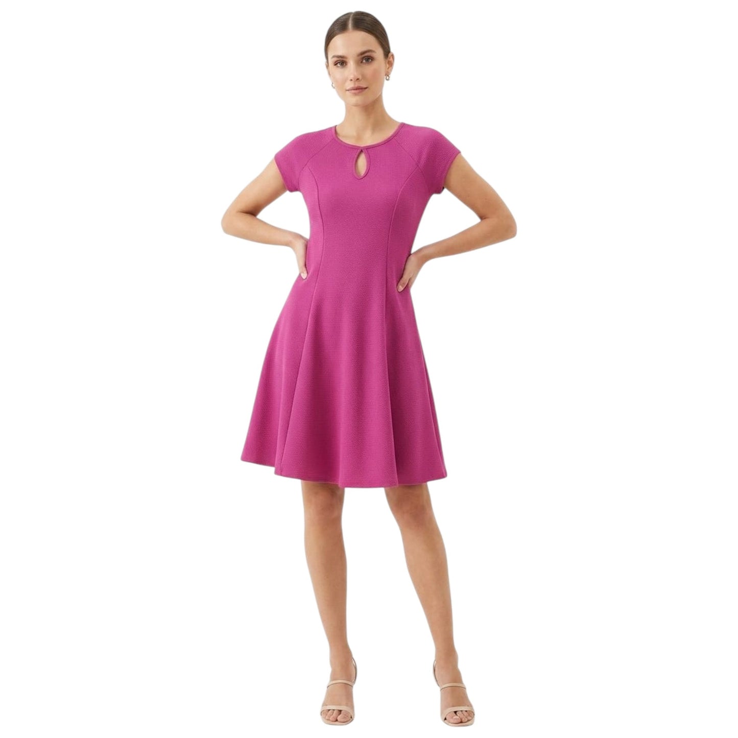 Women's Textured Dress,Dark Pink
