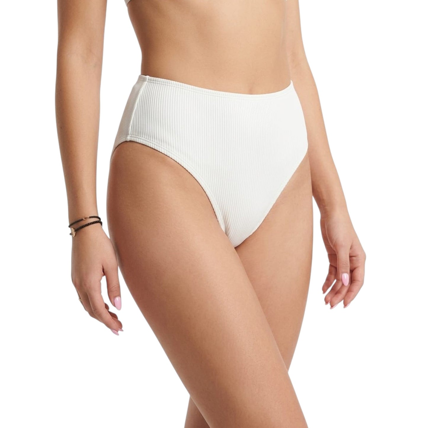 Women's Ribbed Bikini Bottom,White