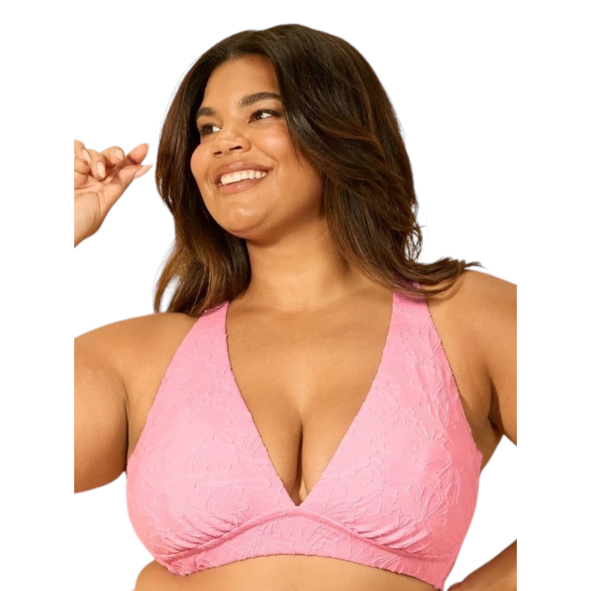 Womens Textured Bikini Top,Pink