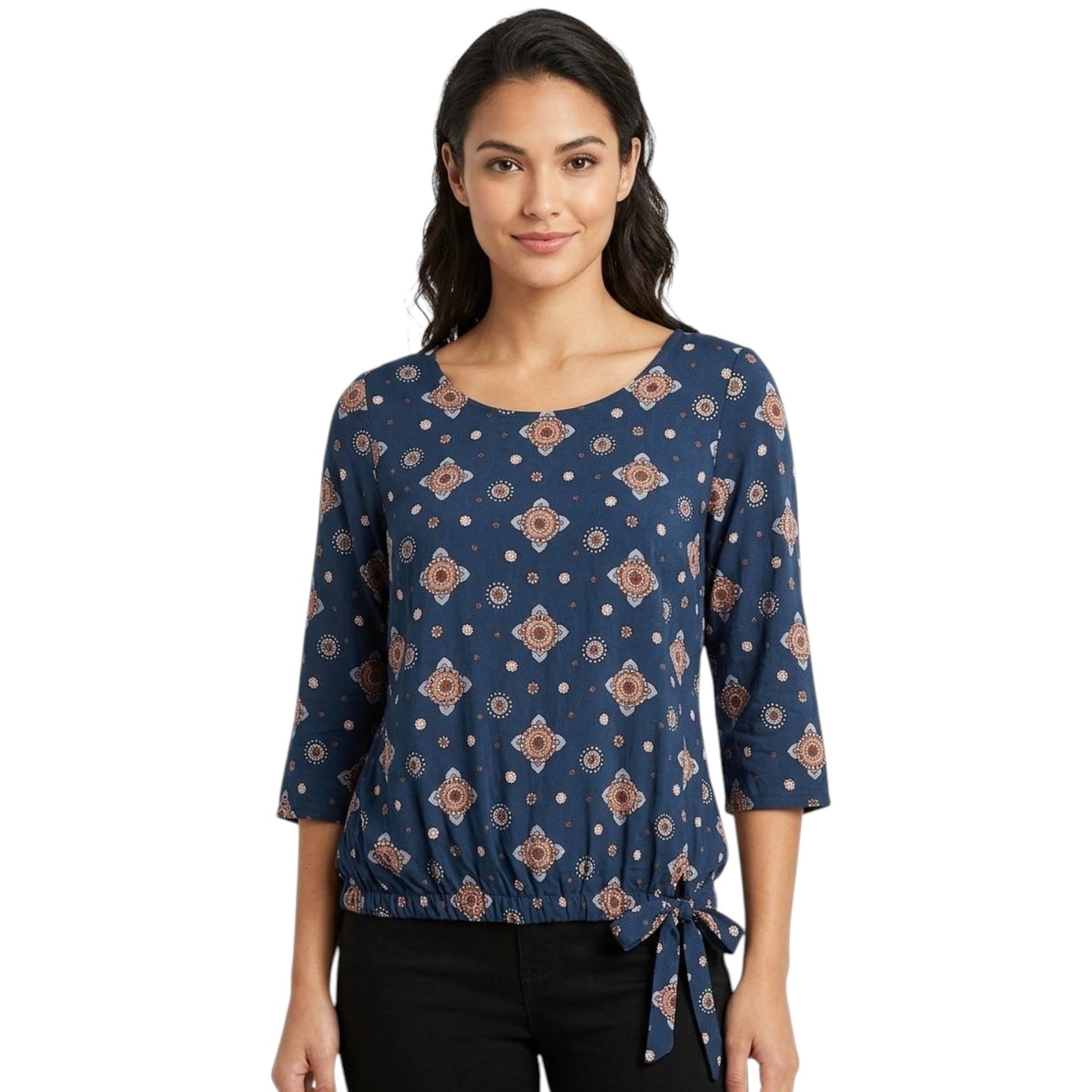 Women's Printed Top,Navy