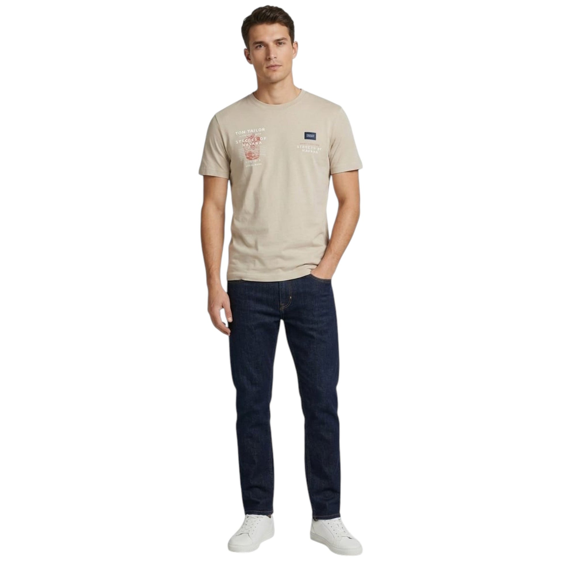 Men's Printed Top,Beige