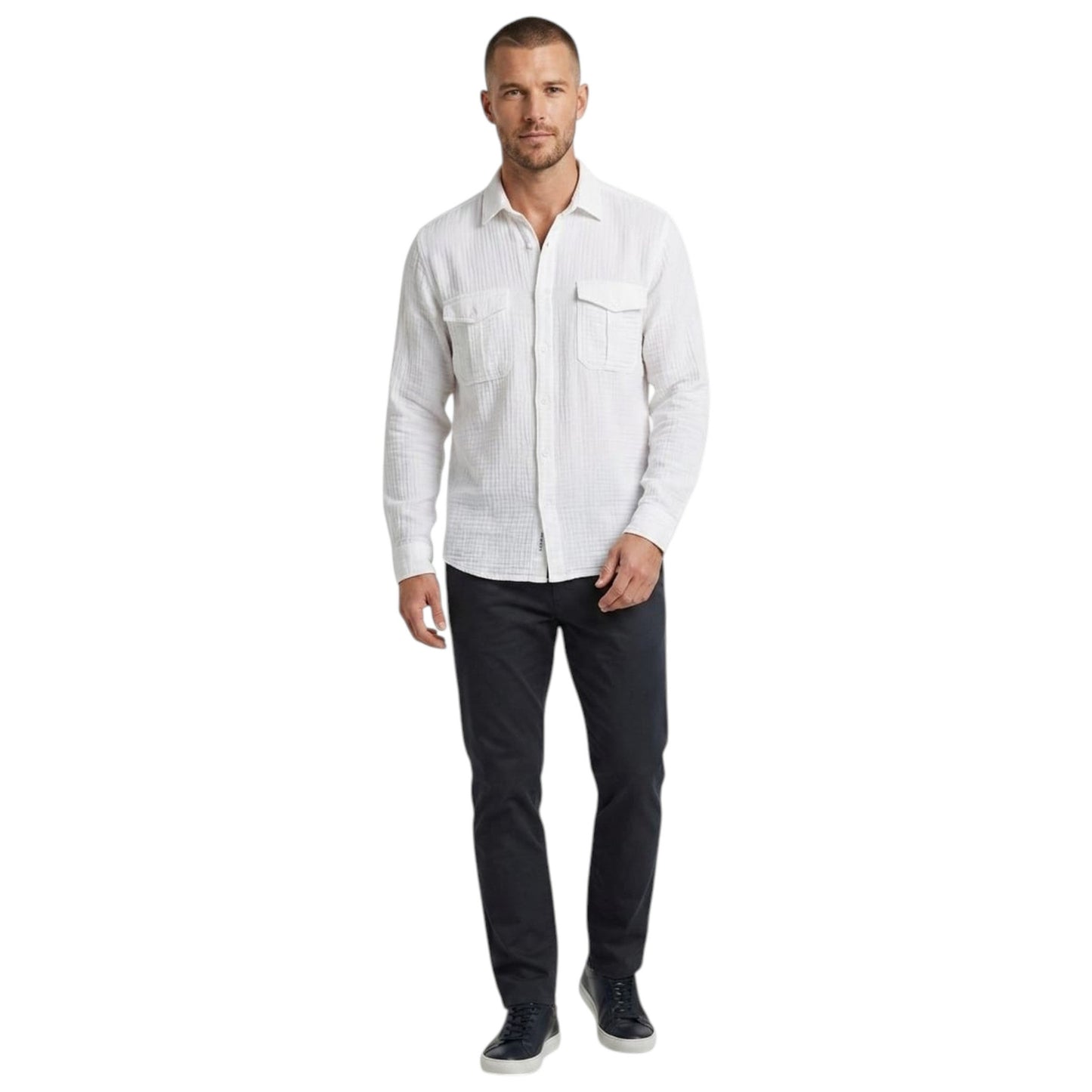 Men's Textured Dress Shirt,White