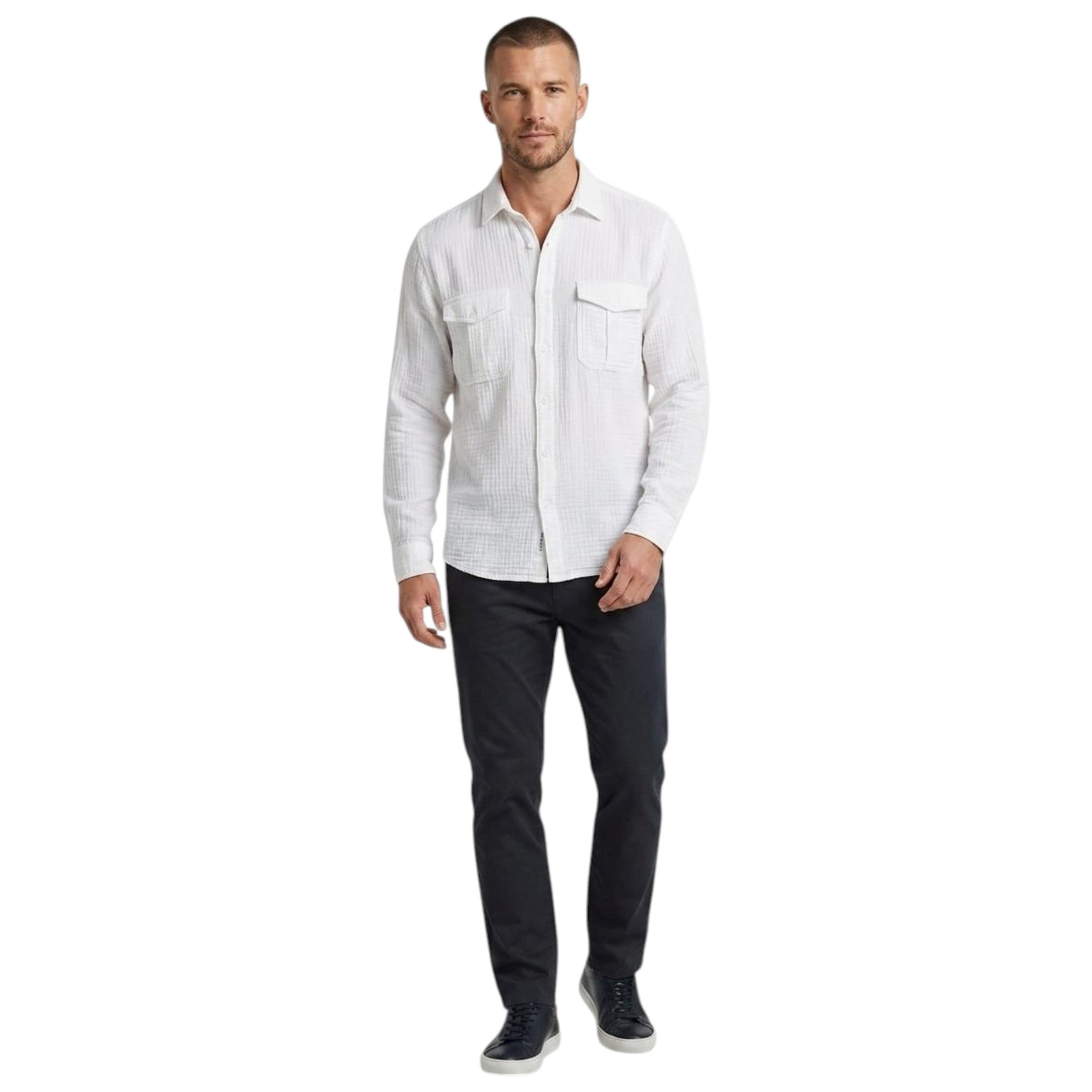 Men's Textured Dress Shirt,White