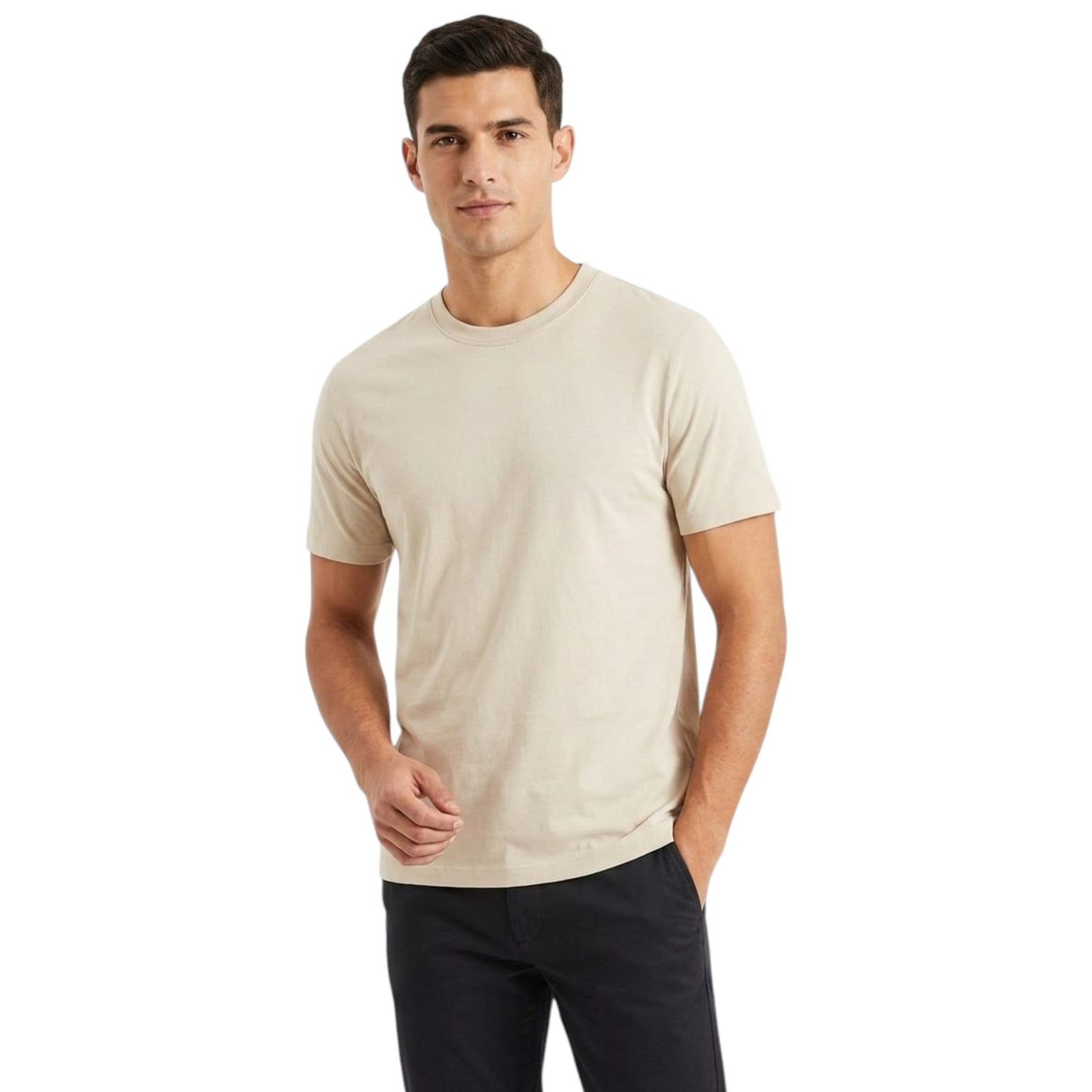 Men's Plain Top,Light Beige