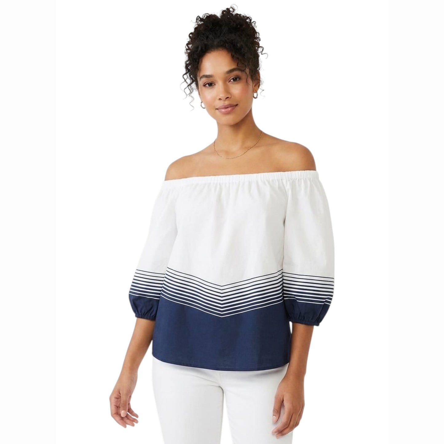 Women's Stripped Top,White