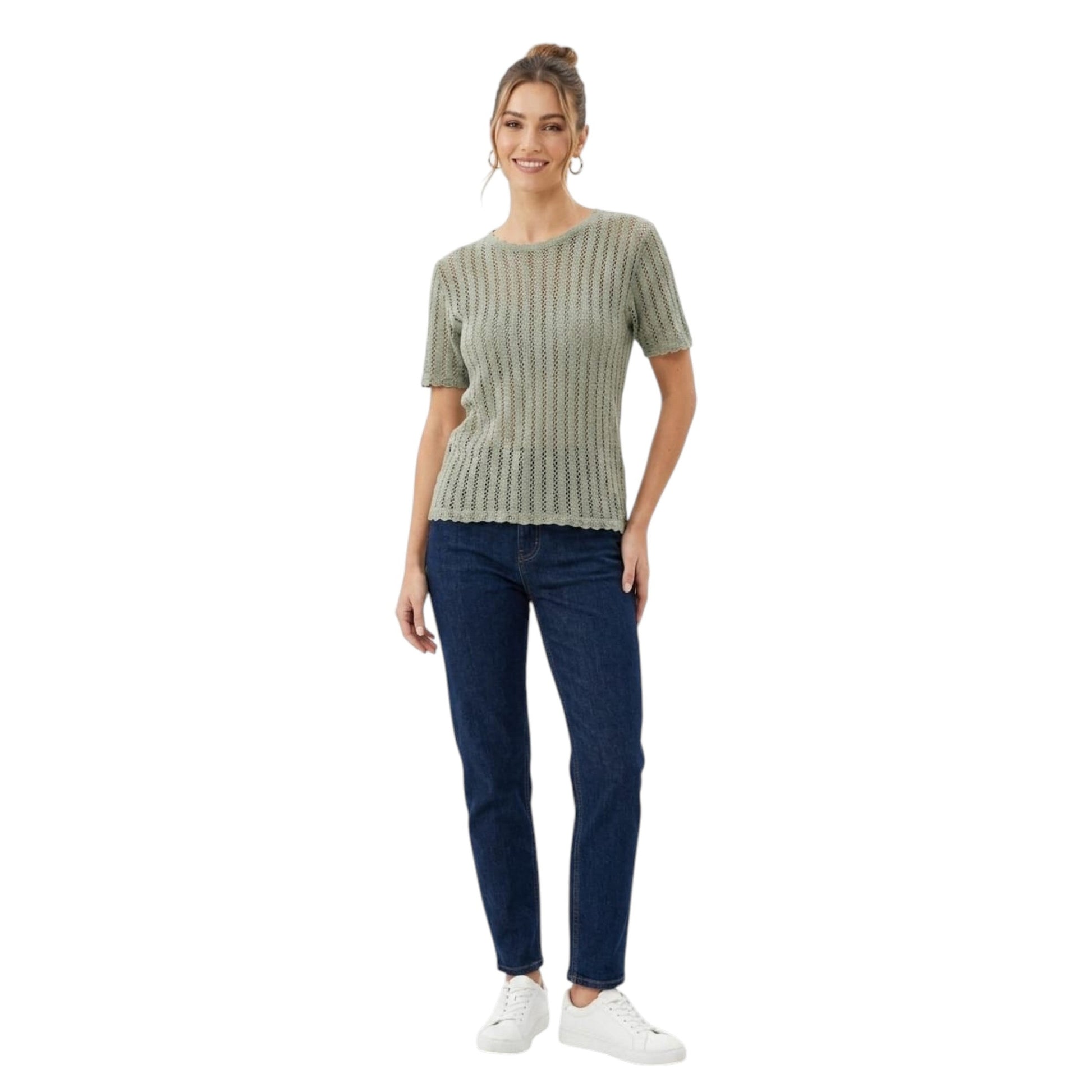 Women's Open Knitted Top,Olive