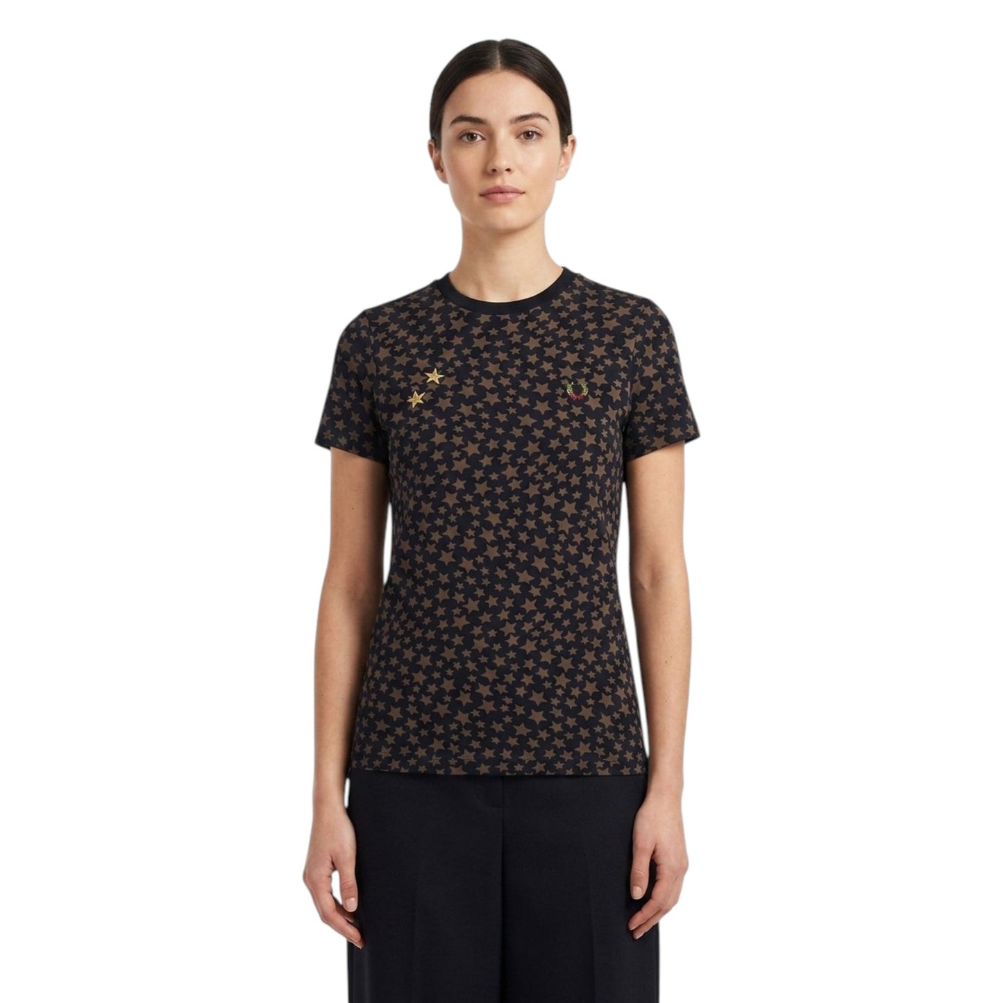 Women's Printed Top,Brown/Black