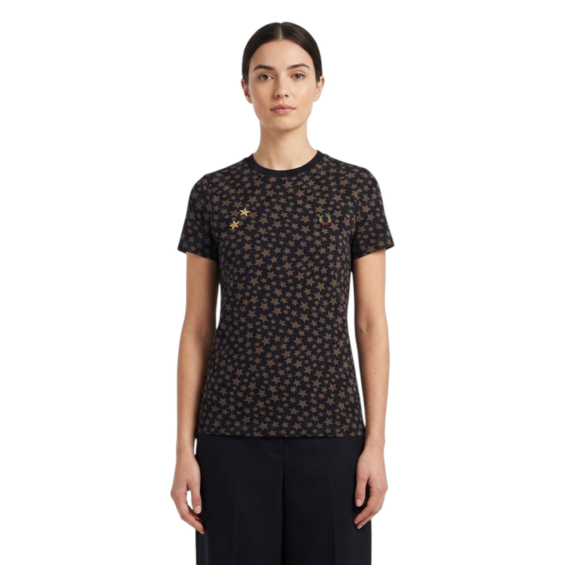 Women's Printed Top,Brown/Black