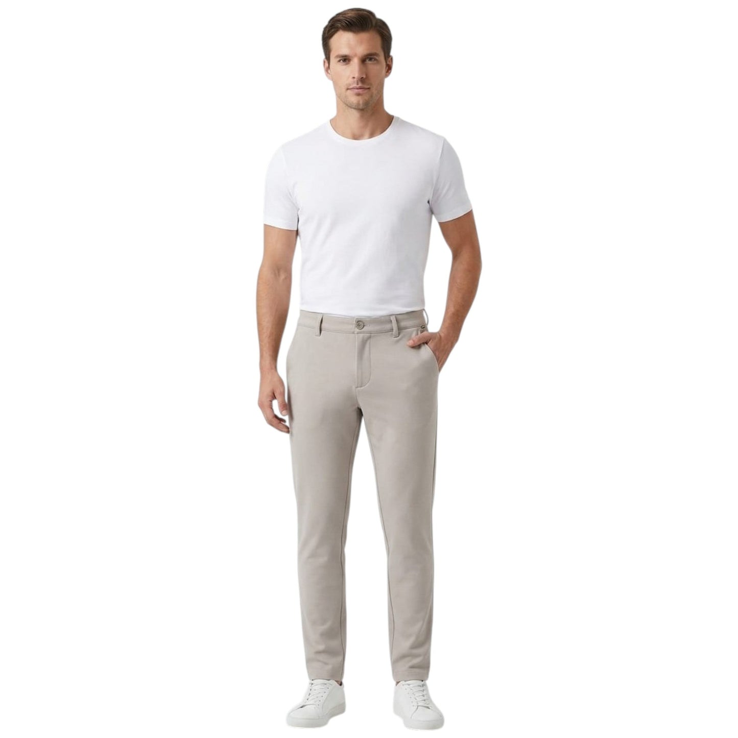 Men's Plain Pant,Light Beige