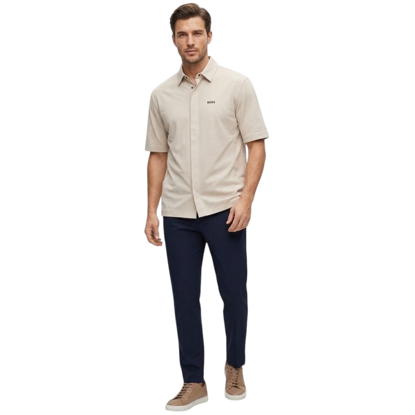 Men's Plain Dress Shirt,Beige