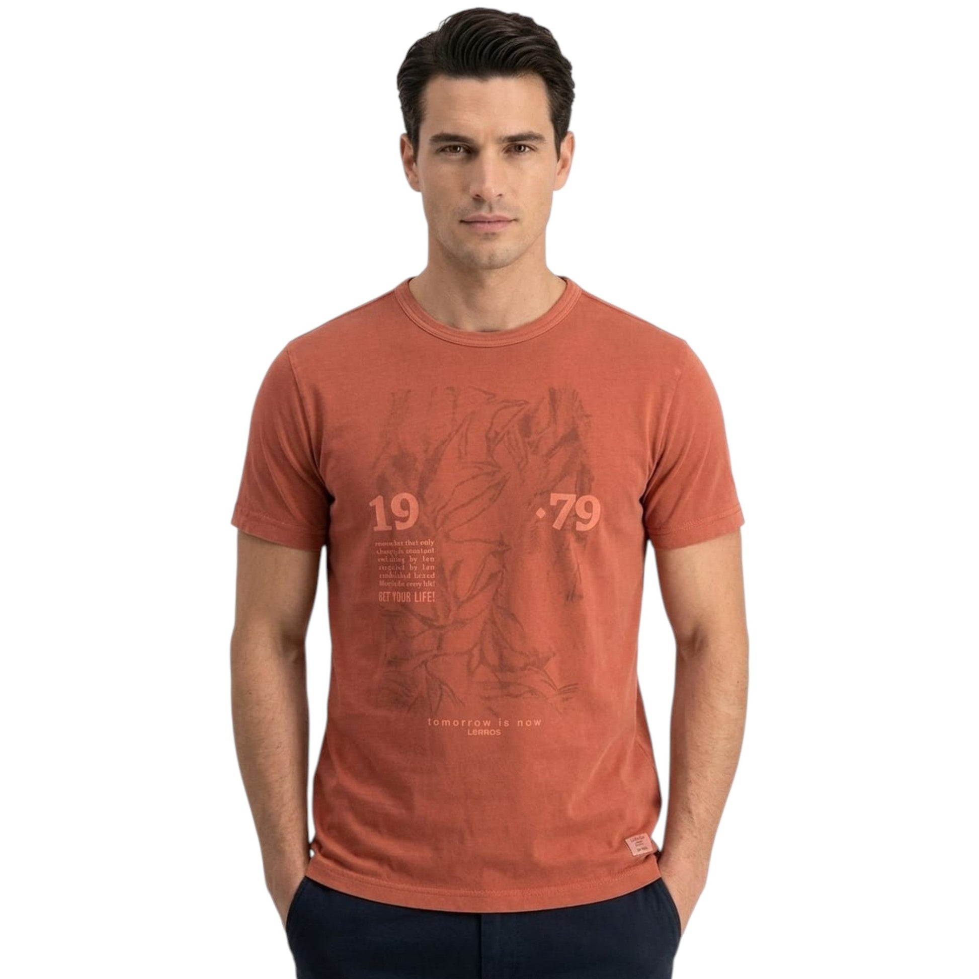 Men's Printed Top,Dark Coral