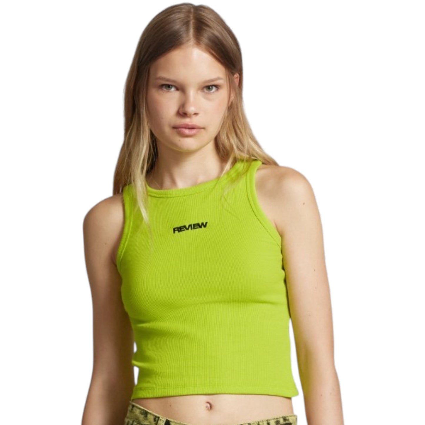 Women's Ribbed Top,Lime Green