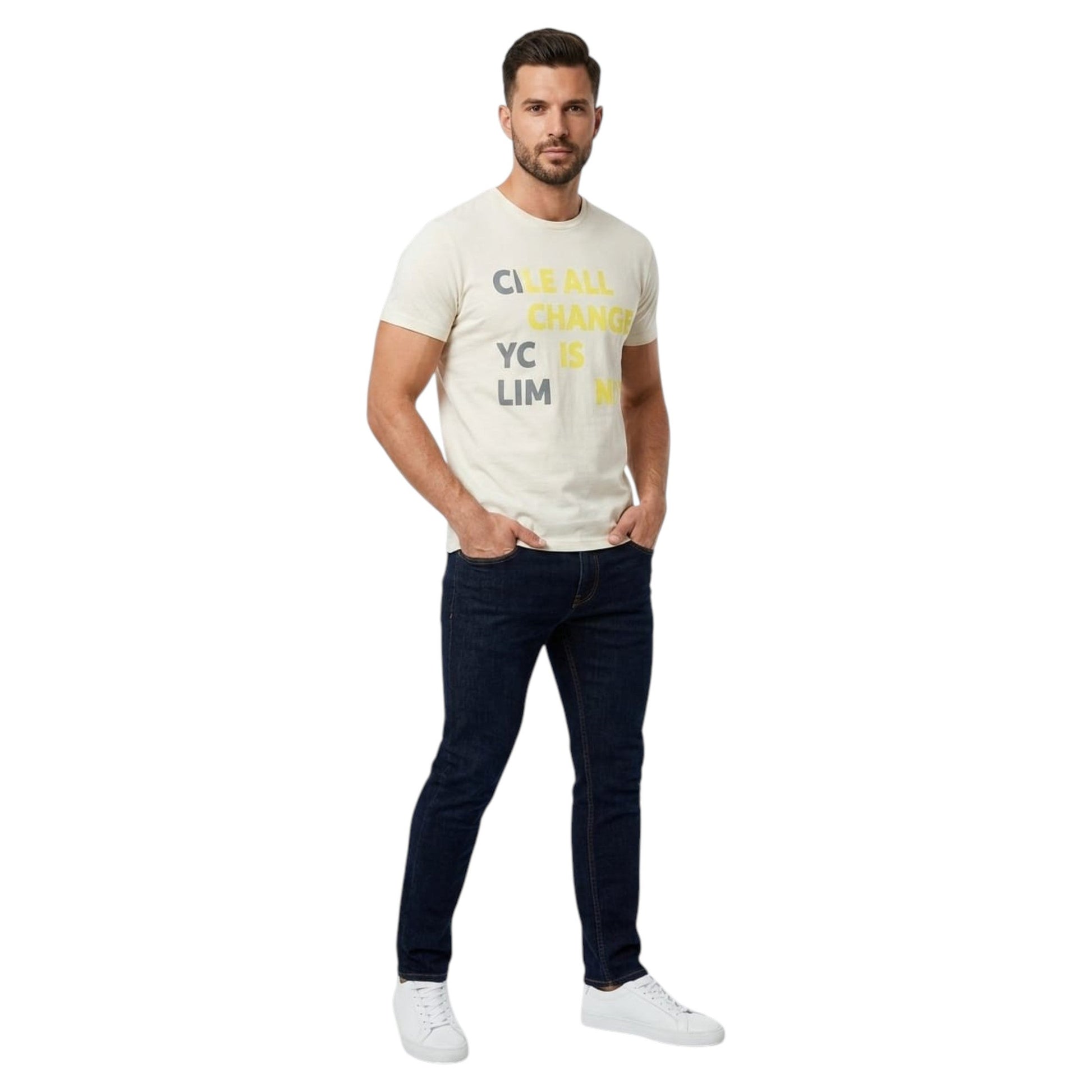 Men's Printed Top,Light Beige