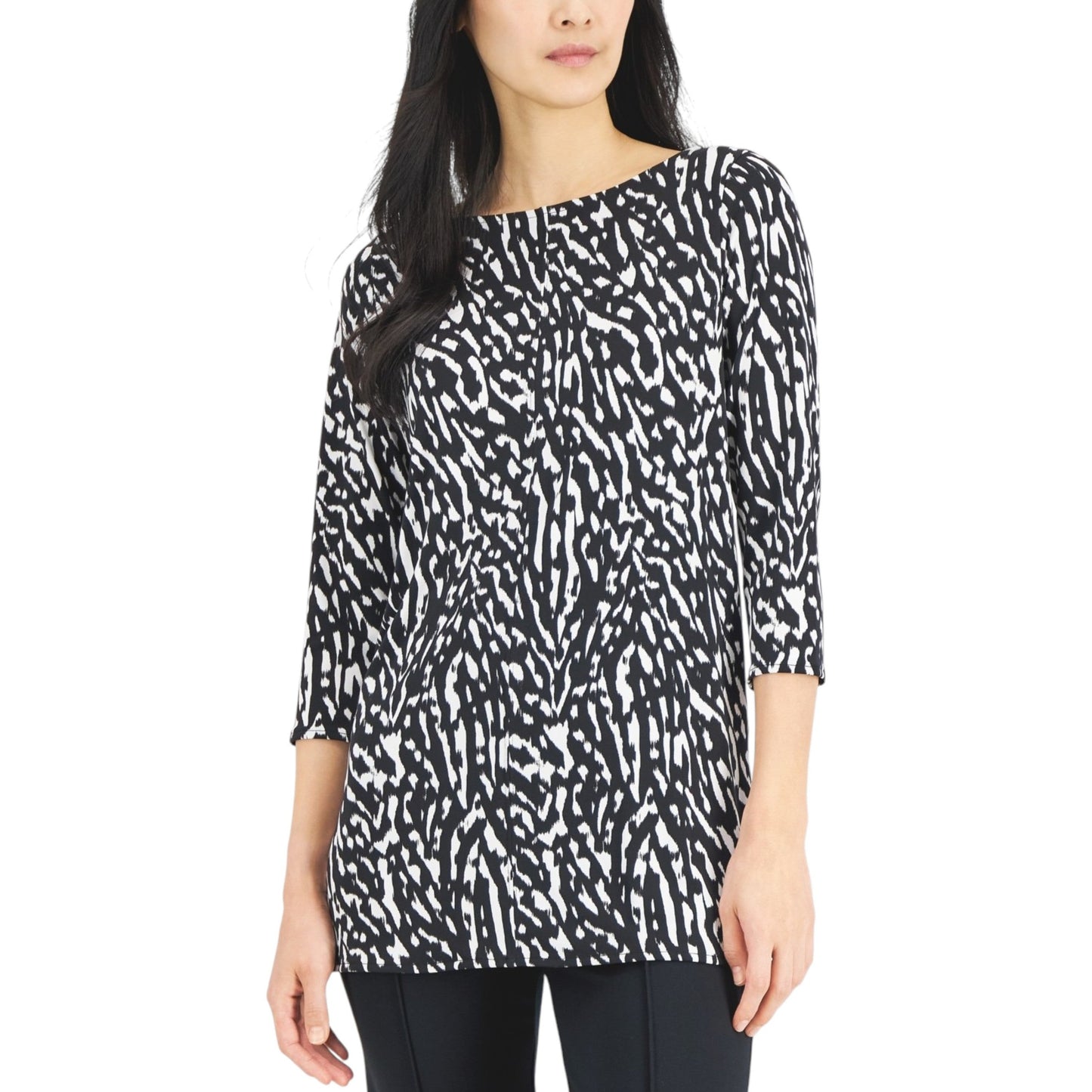 Women's Printed Top,Black/White
