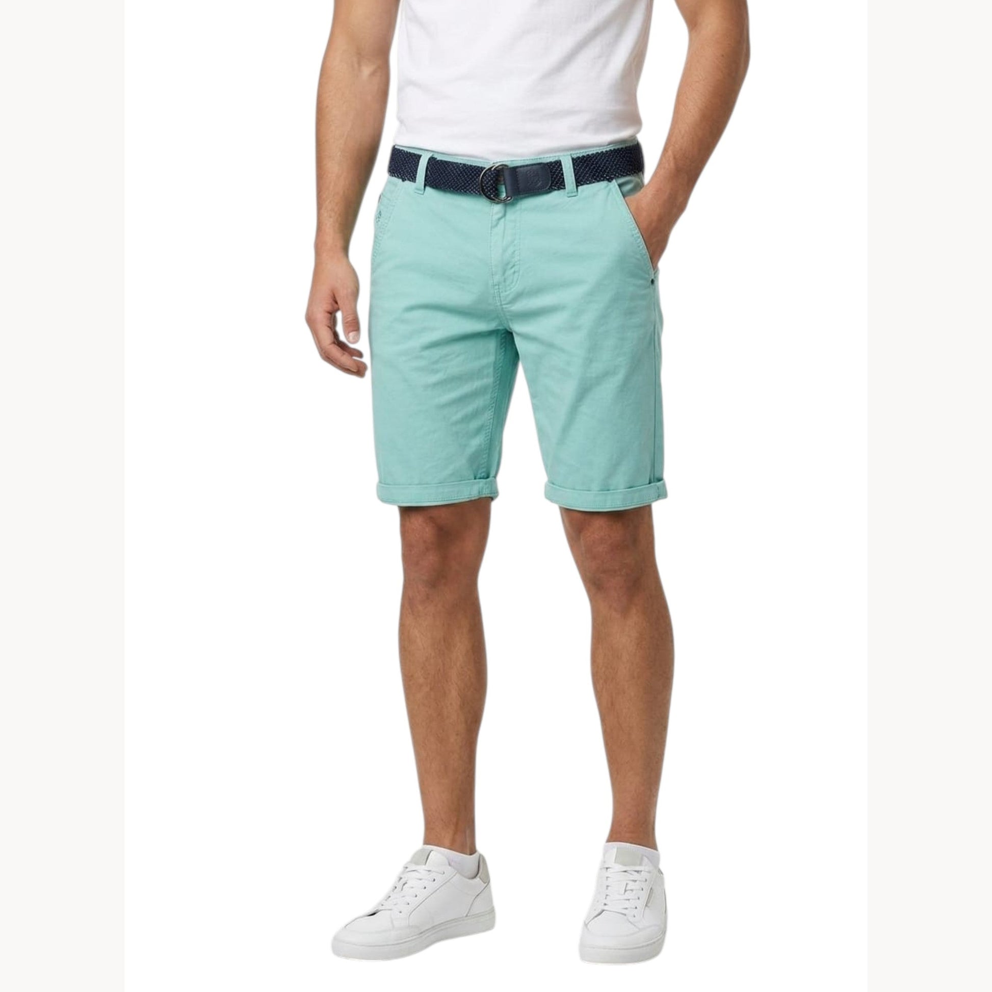 Men's Plain  Short&Belt,Aqua