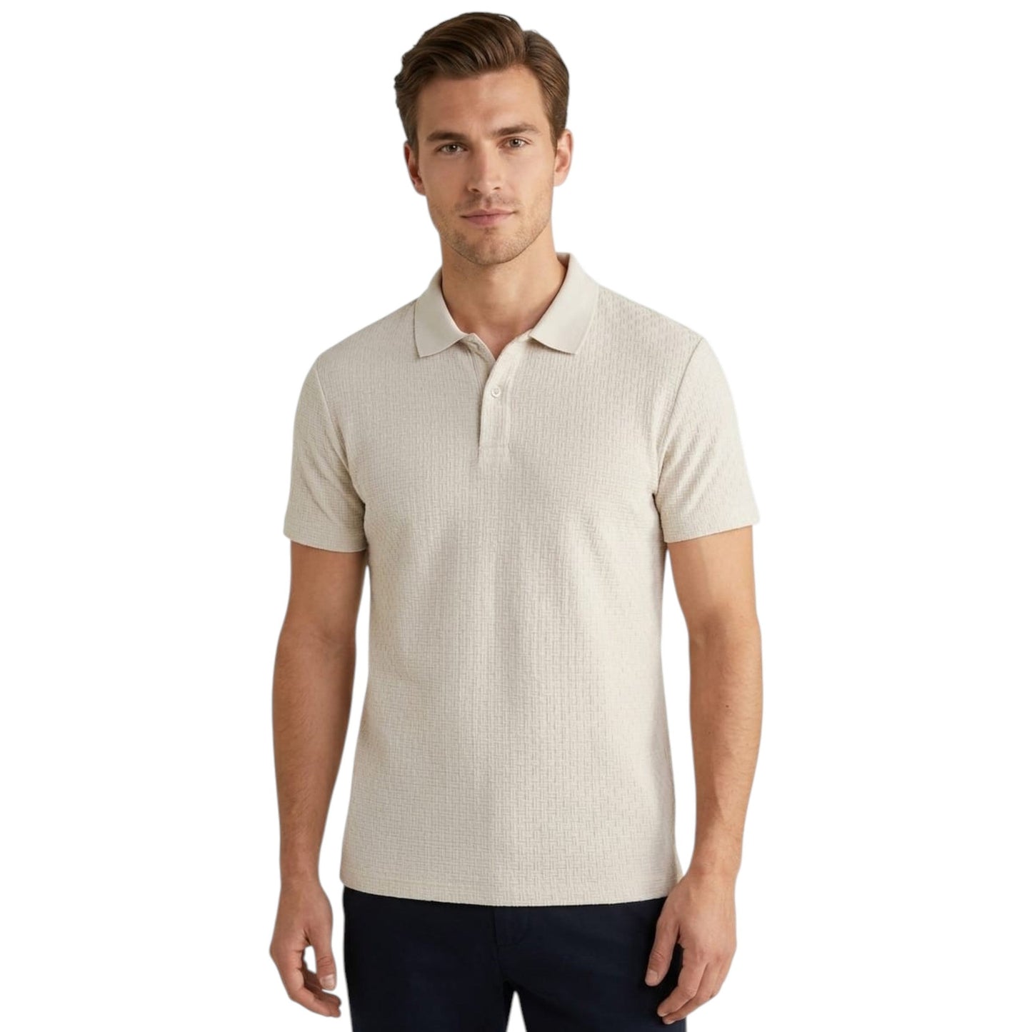 Men's Textured Top,Light Beige