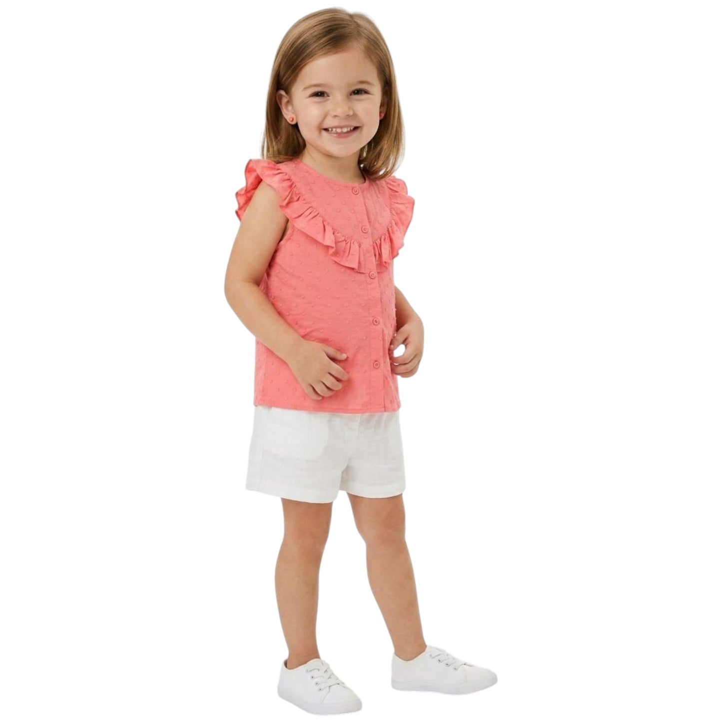 Kids Girl's Textured Top,Coral