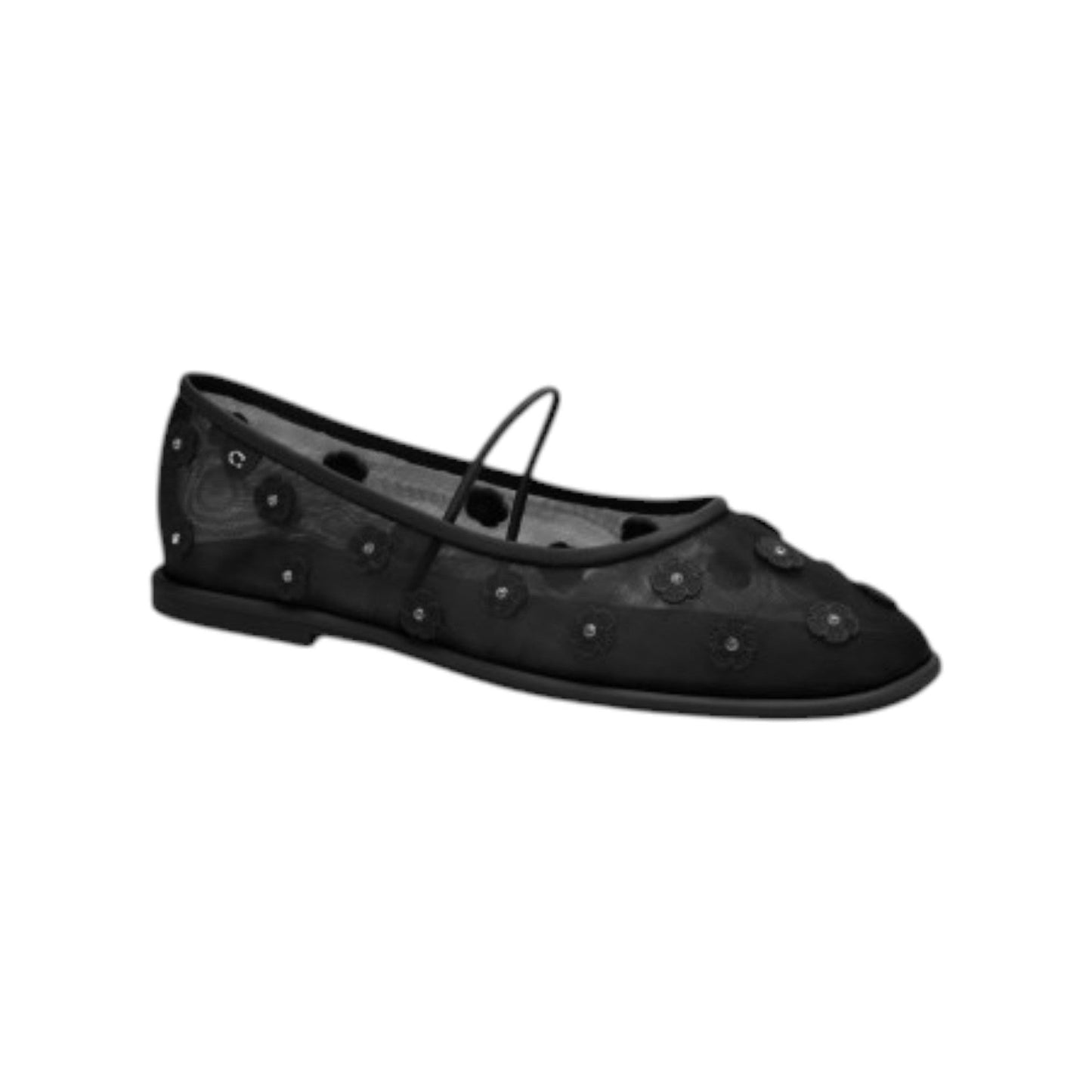 Kids Girl's Floral Mesh Bellorinas,Black
