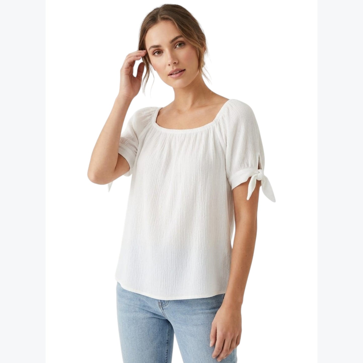 Women's Textured Top,White